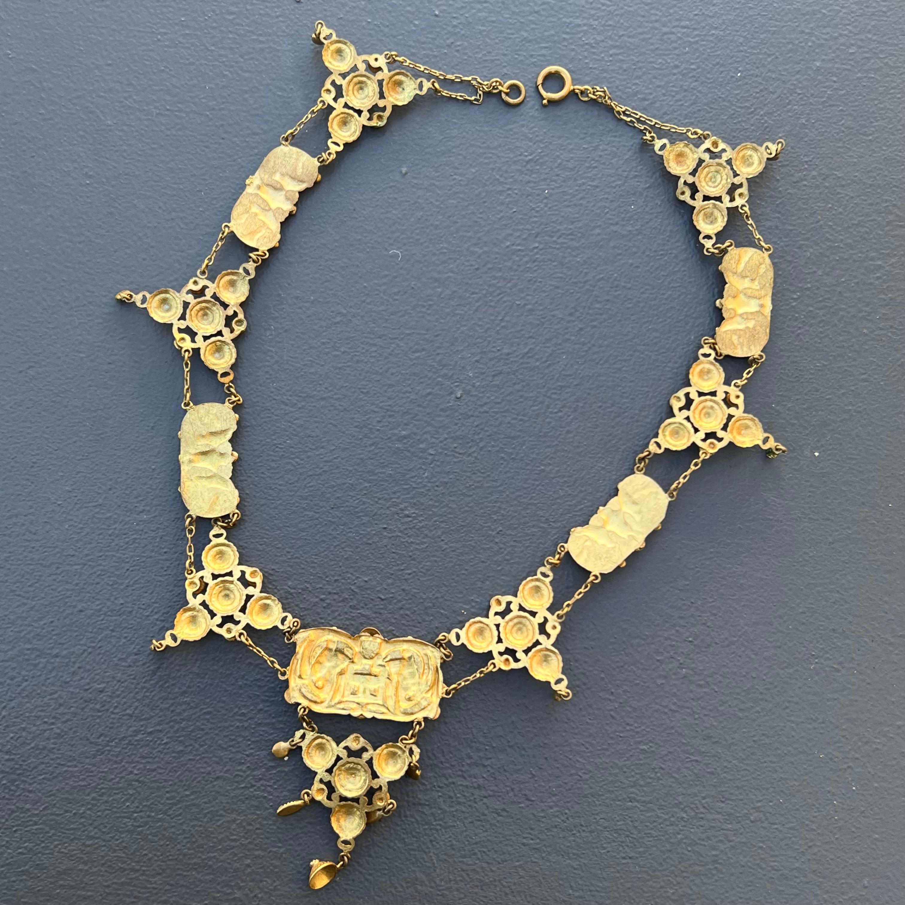 Antique Art Nouveau French Bresse Bressan Festoon Necklace For Sale 6