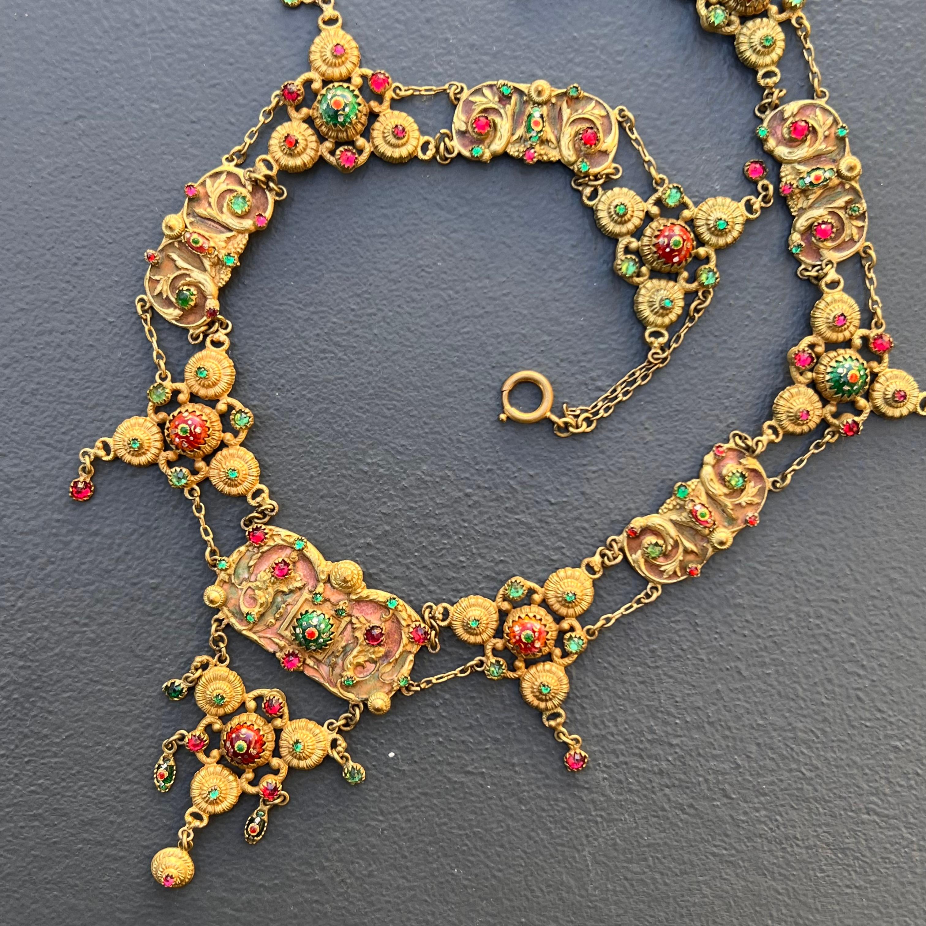 Women's Antique Art Nouveau French Bresse Bressan Festoon Necklace For Sale