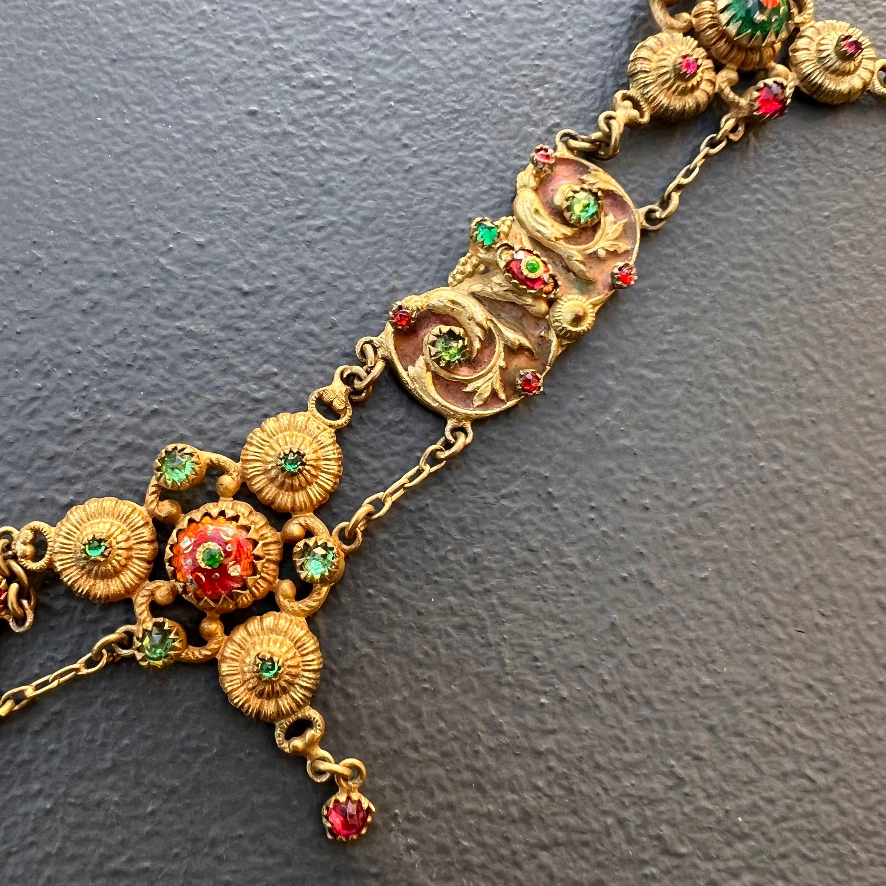 Antique Art Nouveau French Bresse Bressan Festoon Necklace For Sale 2