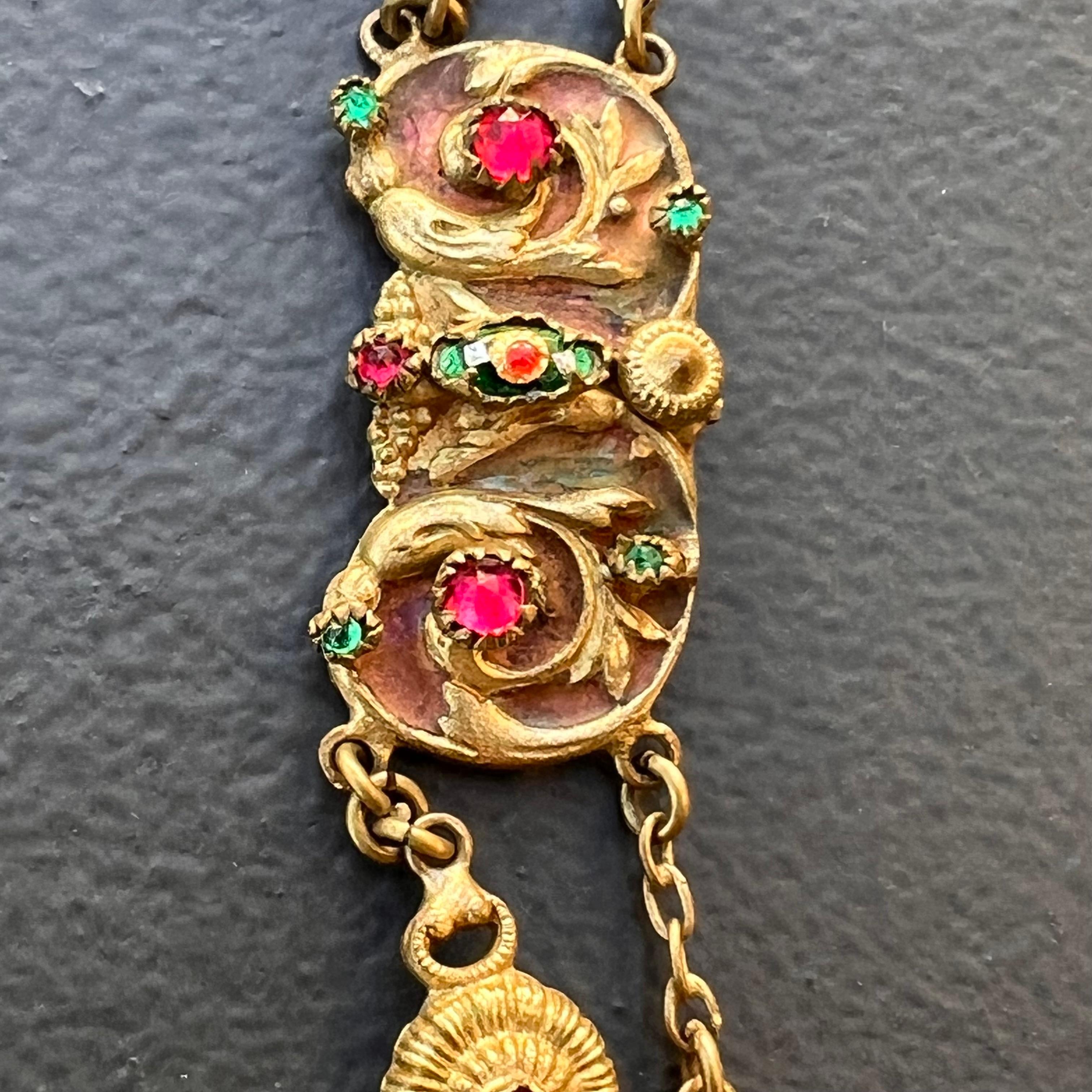 Antique Art Nouveau French Bresse Bressan Festoon Necklace For Sale 3