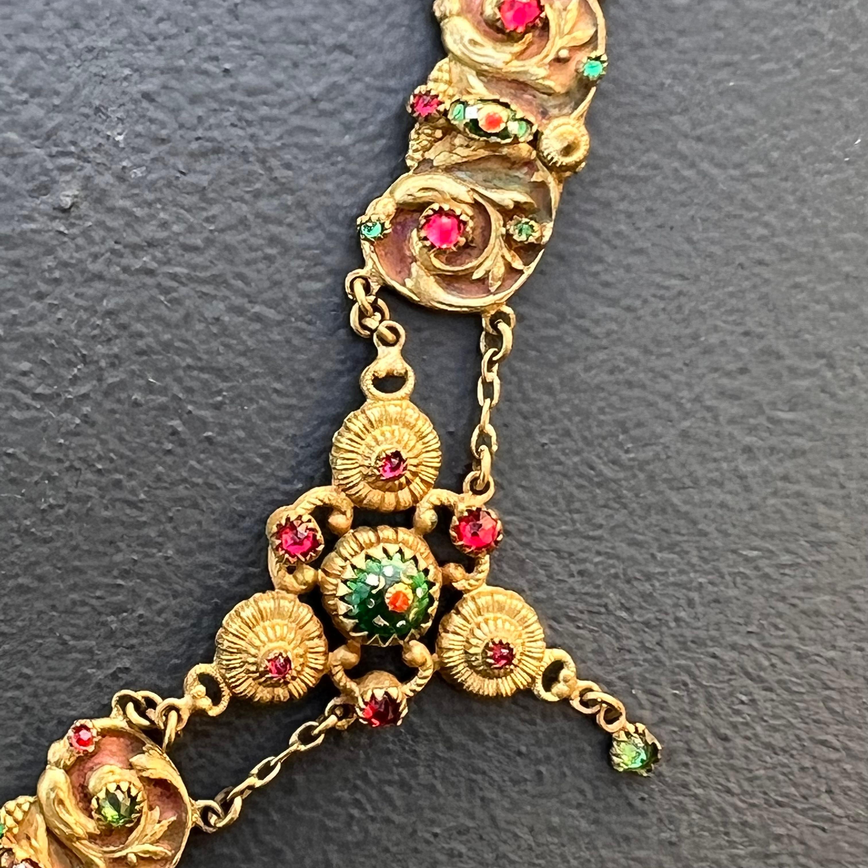 Antique Art Nouveau French Bresse Bressan Festoon Necklace For Sale 4