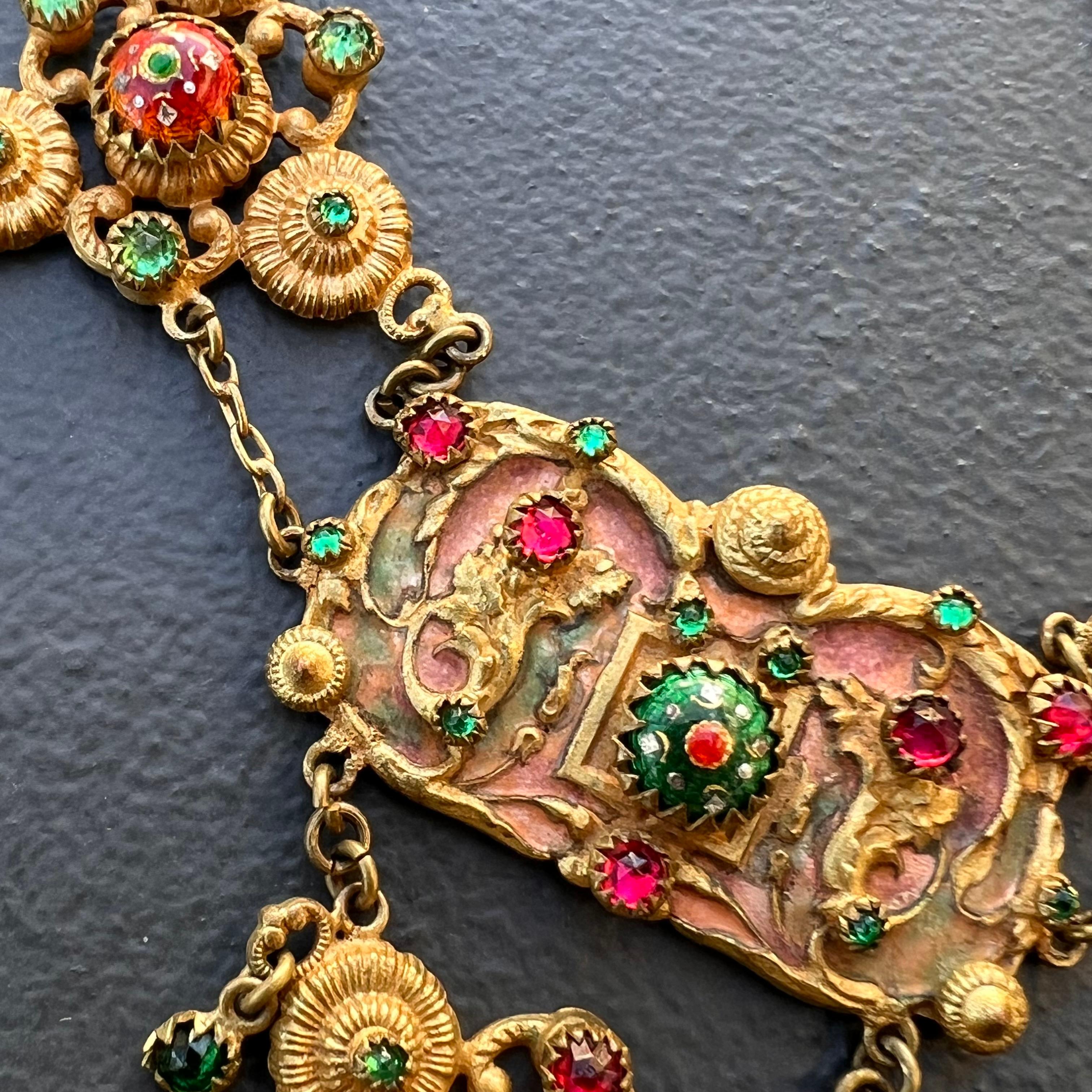 Antique Art Nouveau French Bresse Bressan Festoon Necklace For Sale 5