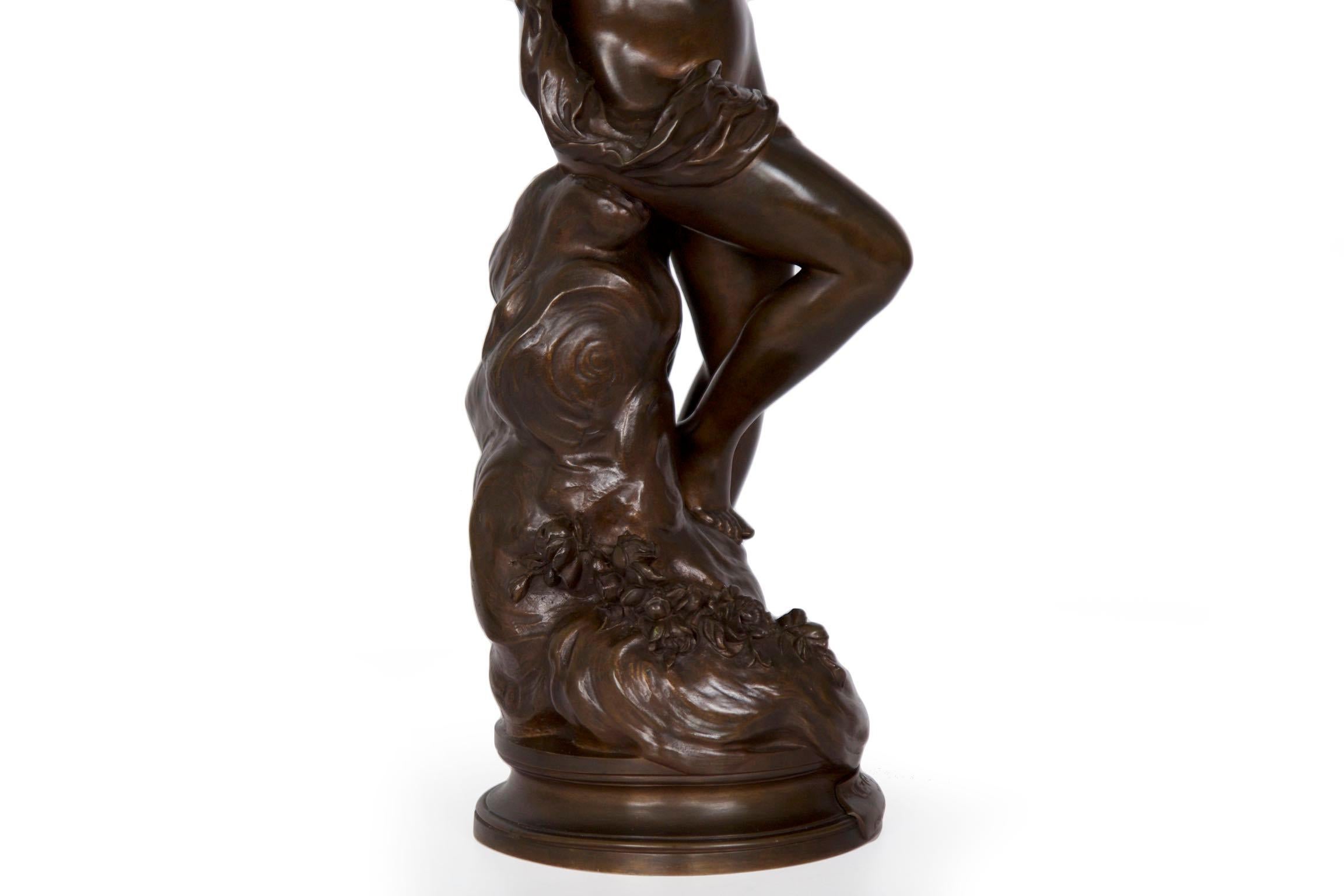 Antique Art Nouveau French Bronze Sculpture of “The Dream” by Lucien Pallez 15