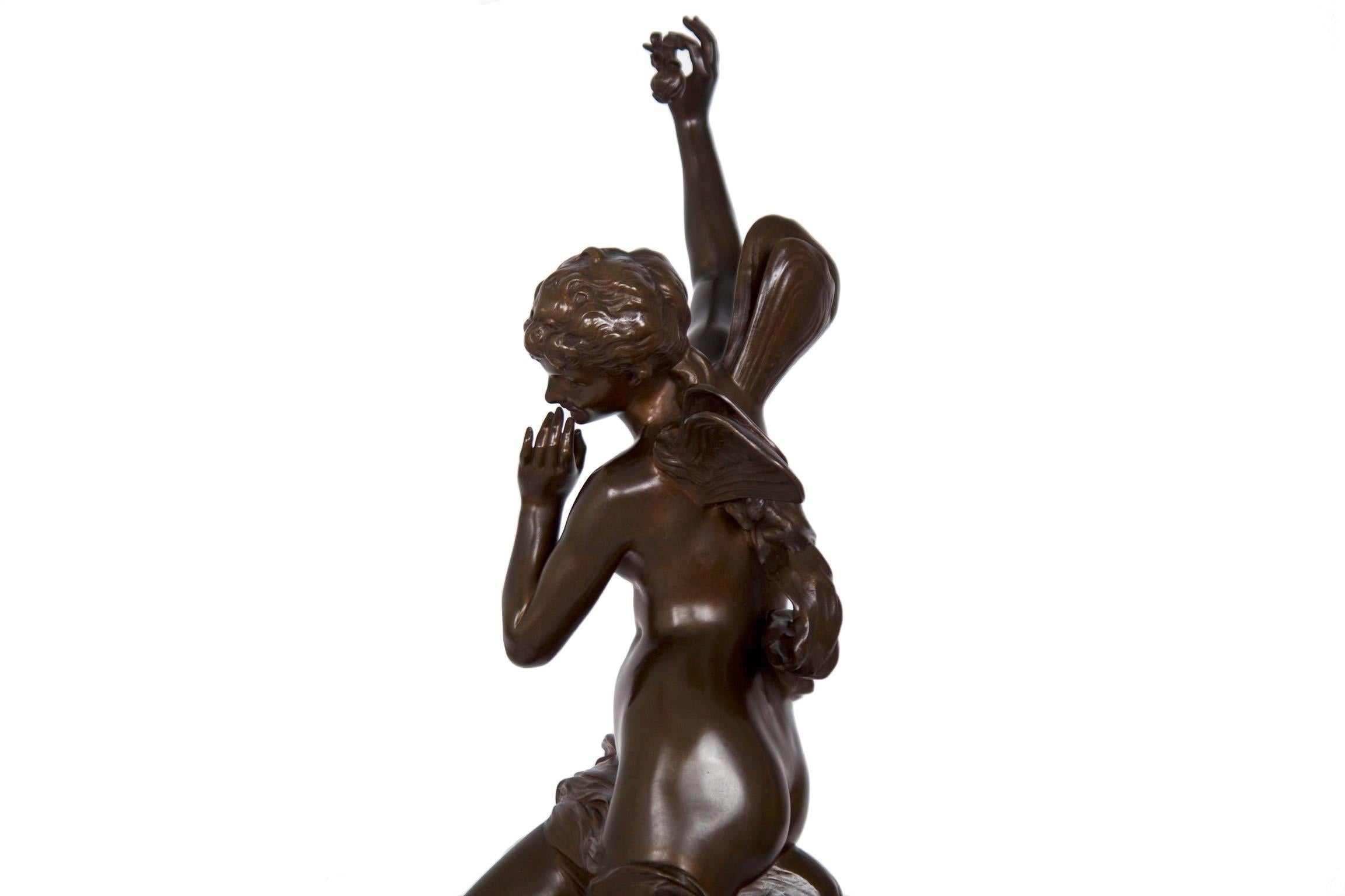Antique Art Nouveau French Bronze Sculpture of “The Dream” by Lucien Pallez 4