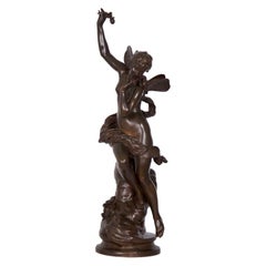 Antique Art Nouveau French Bronze Sculpture of “The Dream” by Lucien Pallez