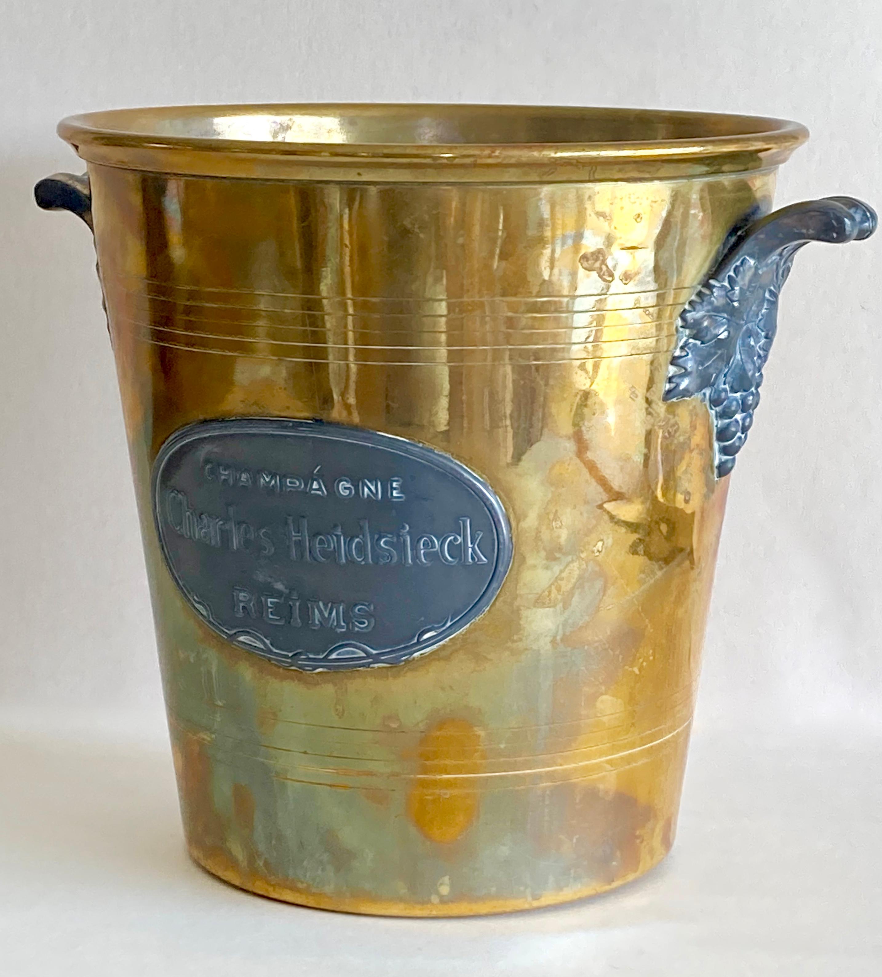 Antique Art Nouveau French Champagne Bucket for Charles Heidsieck by Argit SFOA  In Fair Condition For Sale In COLMAR, FR