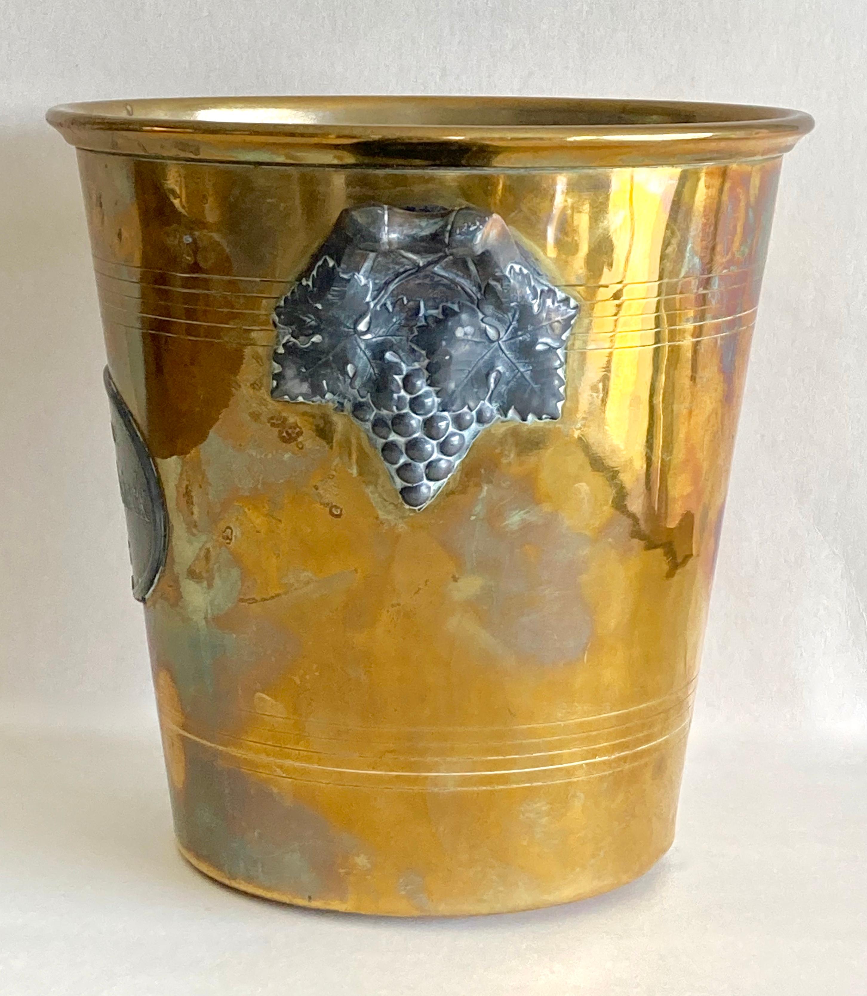 Gold Plate Antique Art Nouveau French Champagne Bucket for Charles Heidsieck by Argit SFOA  For Sale