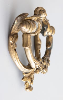 Antique Art Nouveau Französisch Vergoldete Bronze Floral Türklopfer