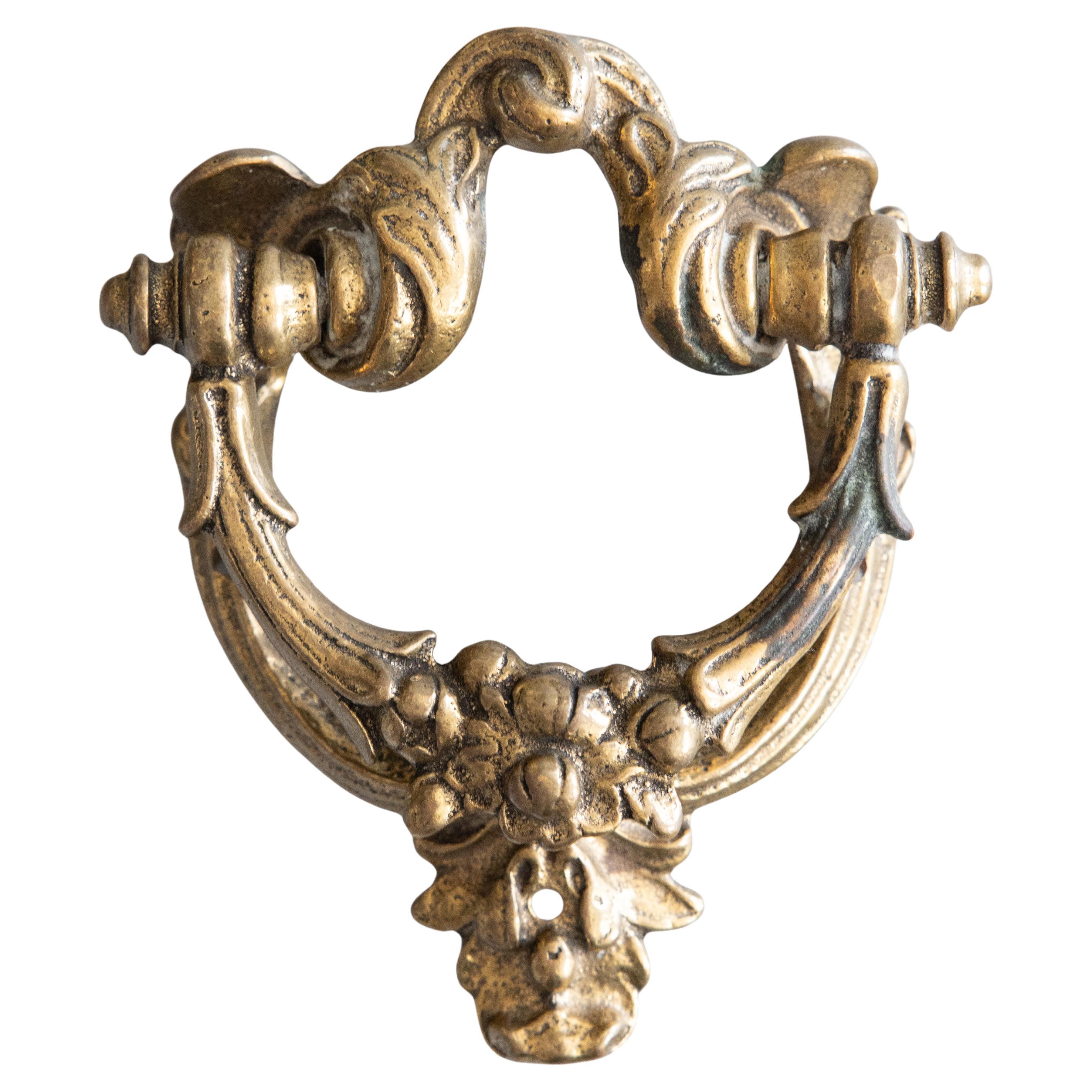 Antique Art Nouveau French Gilt Bronze Floral Door Knocker