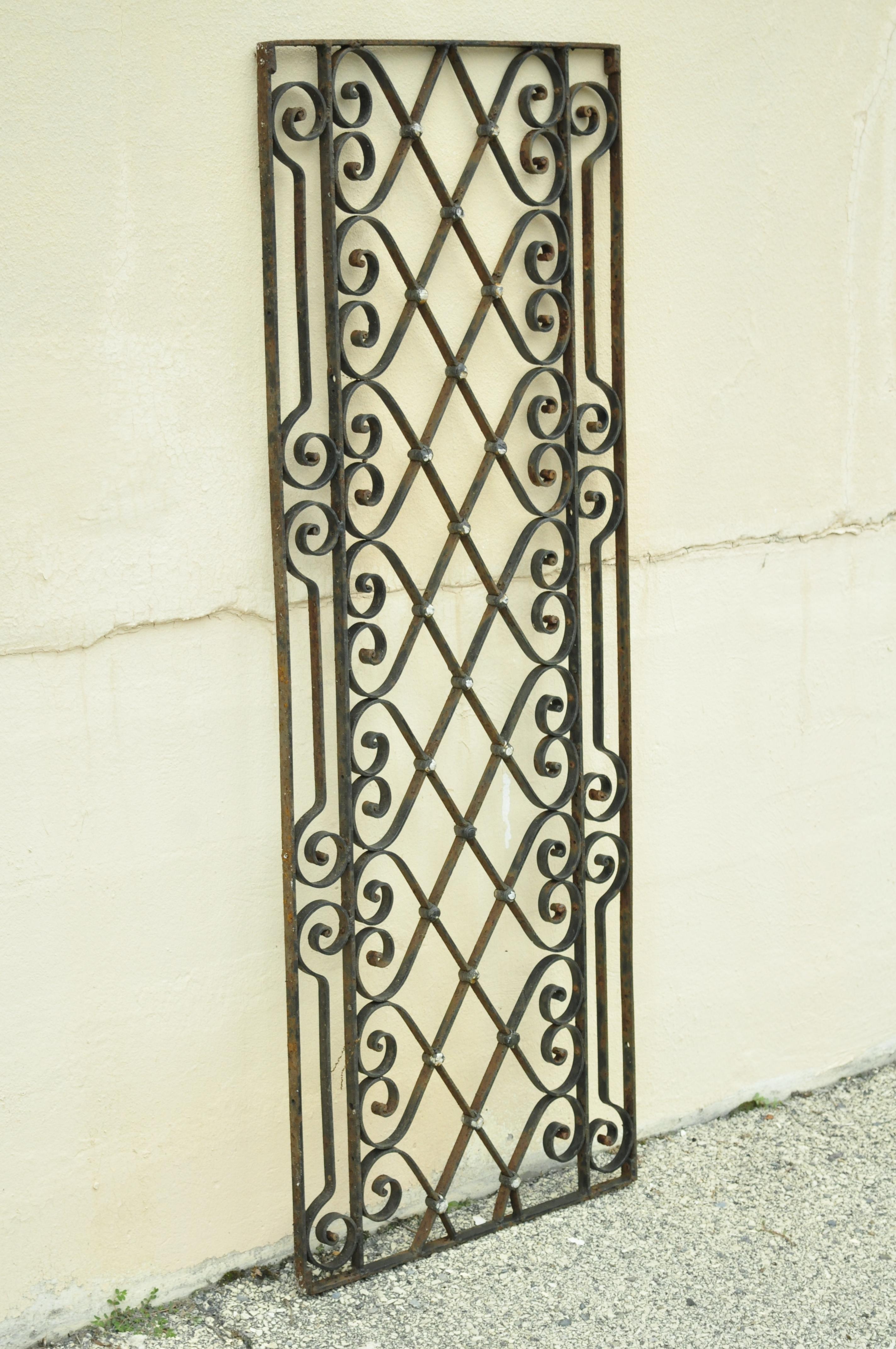 Antique Art Nouveau French Style Wrought Iron Scrolling Scrollwork Gate 2