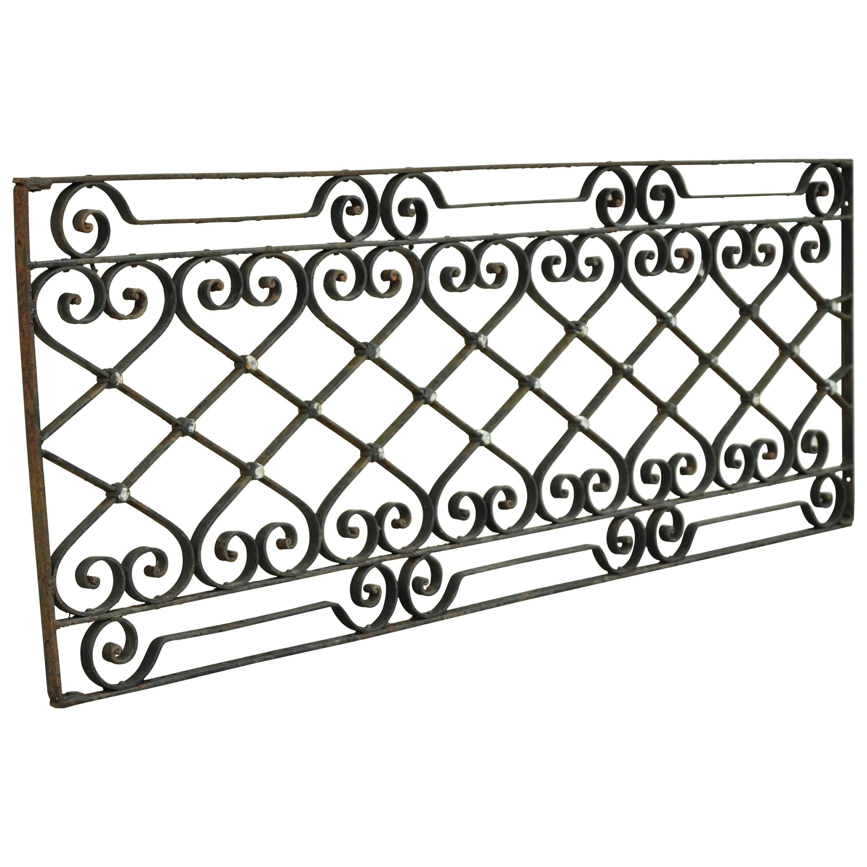 Antique Art Nouveau French Style Wrought Iron Scrolling Scrollwork Gate