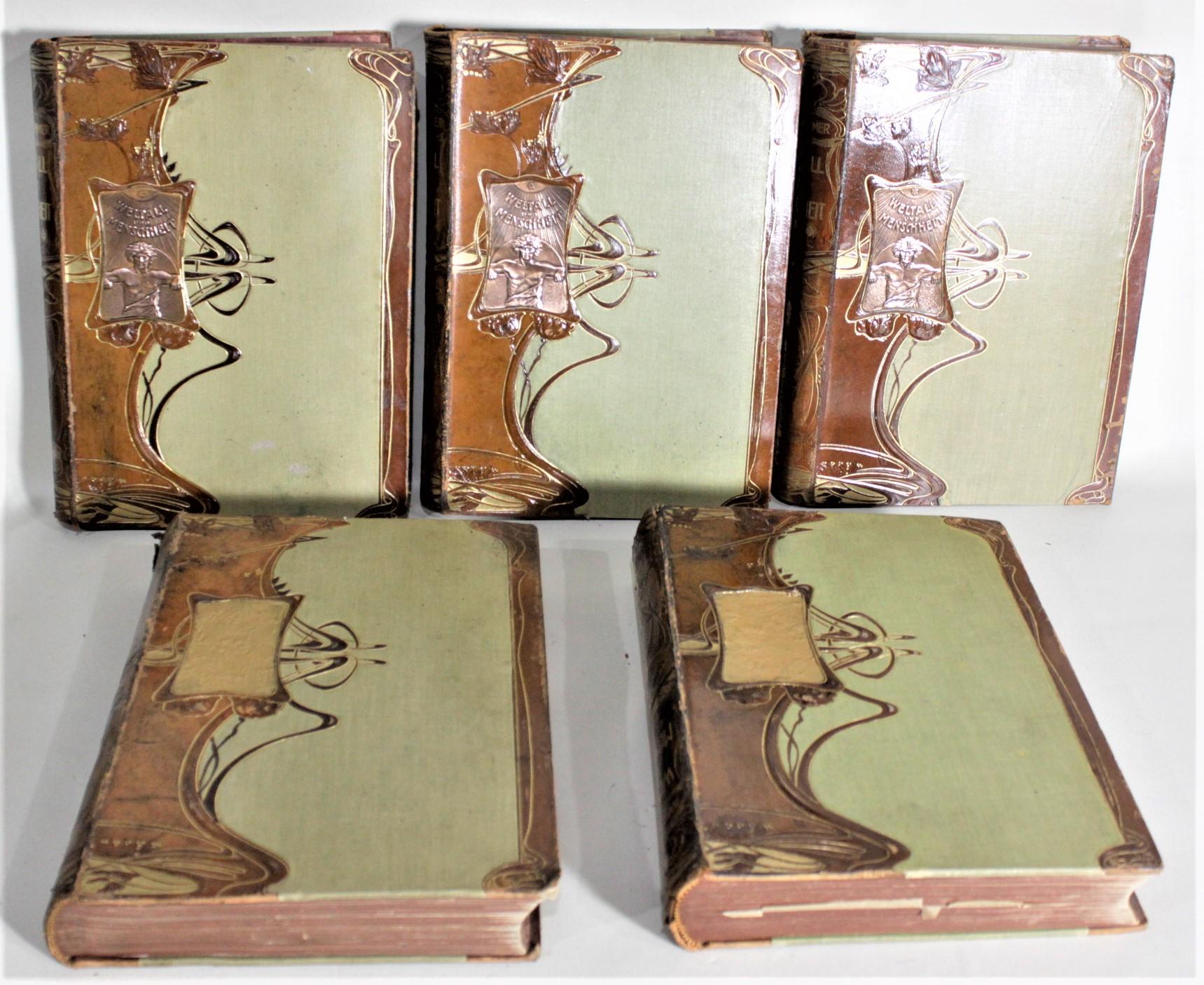 Antique Art Nouveau German Leather Bound Encyclopedia of Scientific Inquiry Set For Sale 14