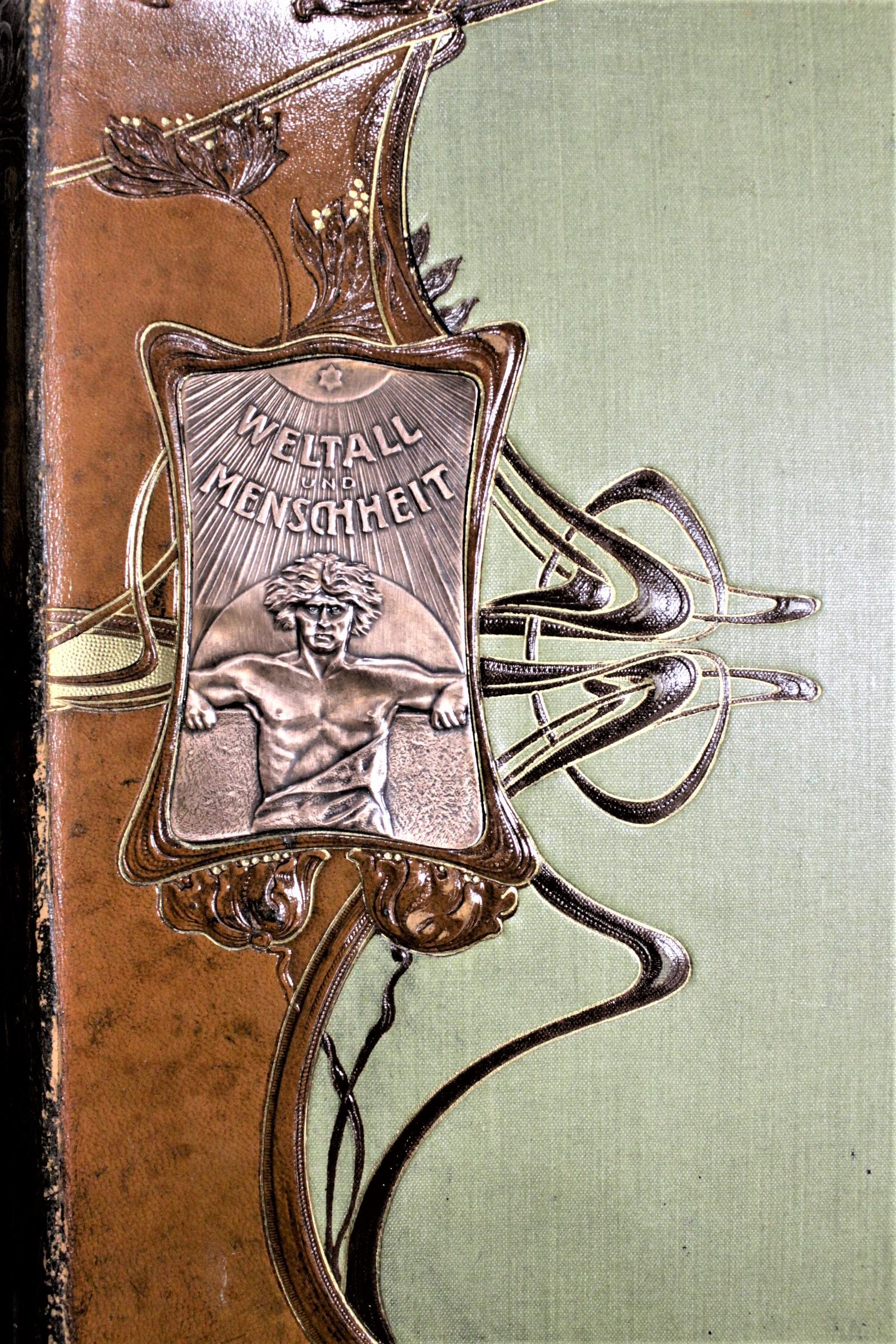 19th Century Antique Art Nouveau German Leather Bound Encyclopedia of Scientific Inquiry Set For Sale