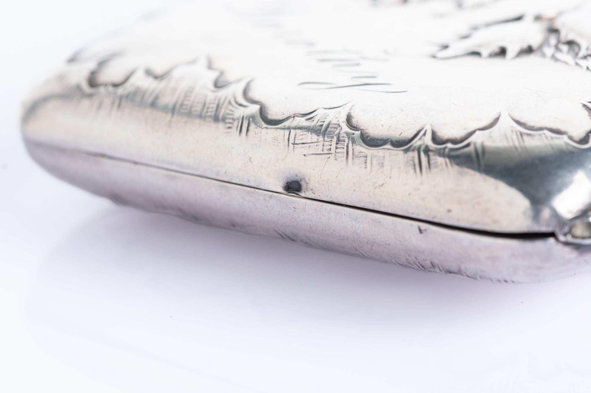 Etui à cigarettes ancien Art Nouveau Allemand Tournesol en vente 6