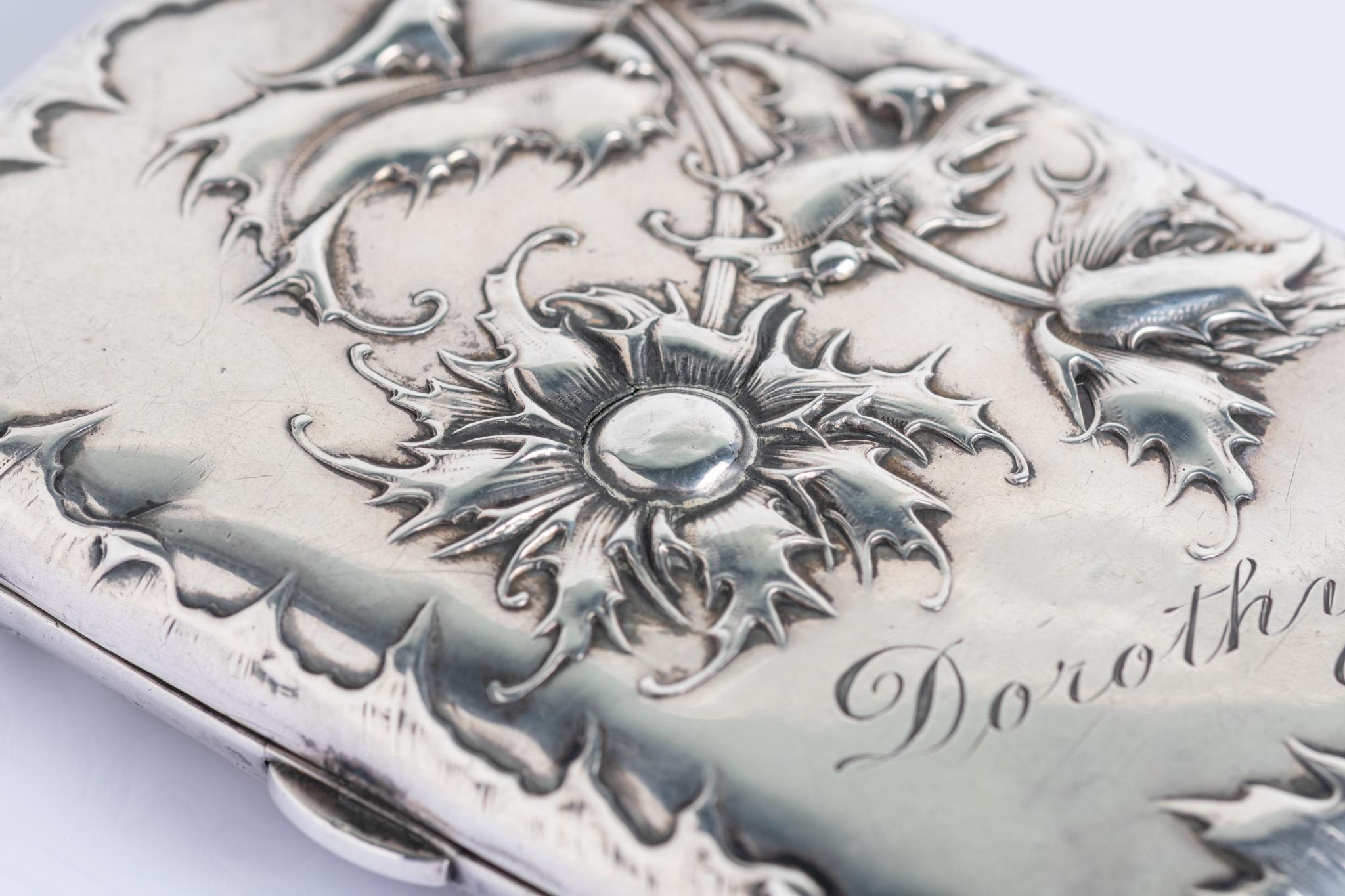 Etui à cigarettes ancien Art Nouveau Allemand Tournesol en vente 7