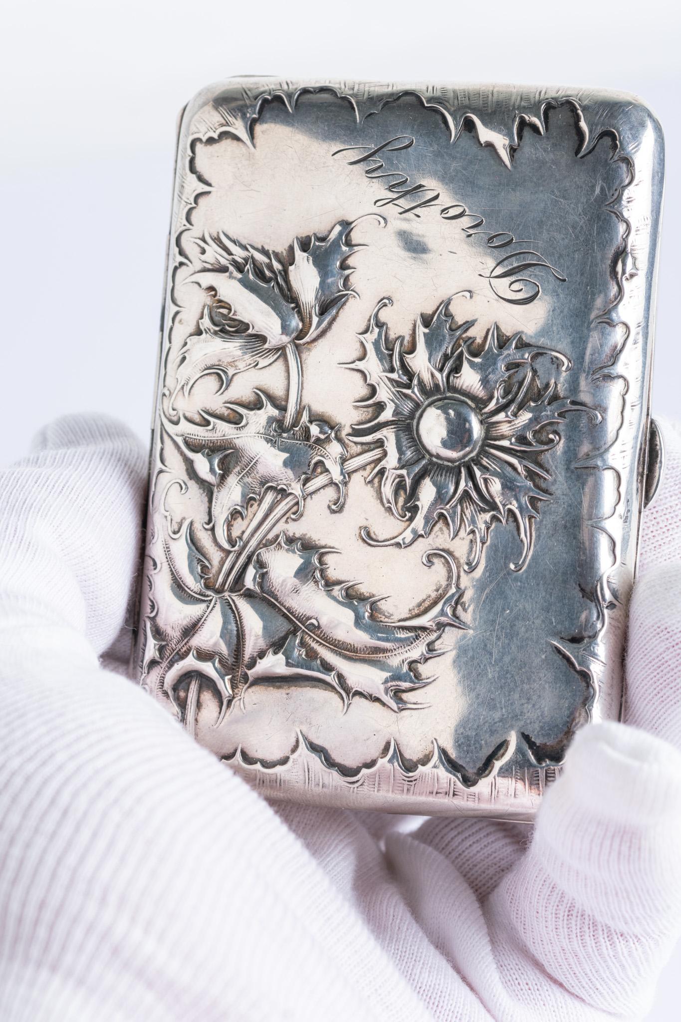 Etui à cigarettes ancien Art Nouveau Allemand Tournesol en vente 8