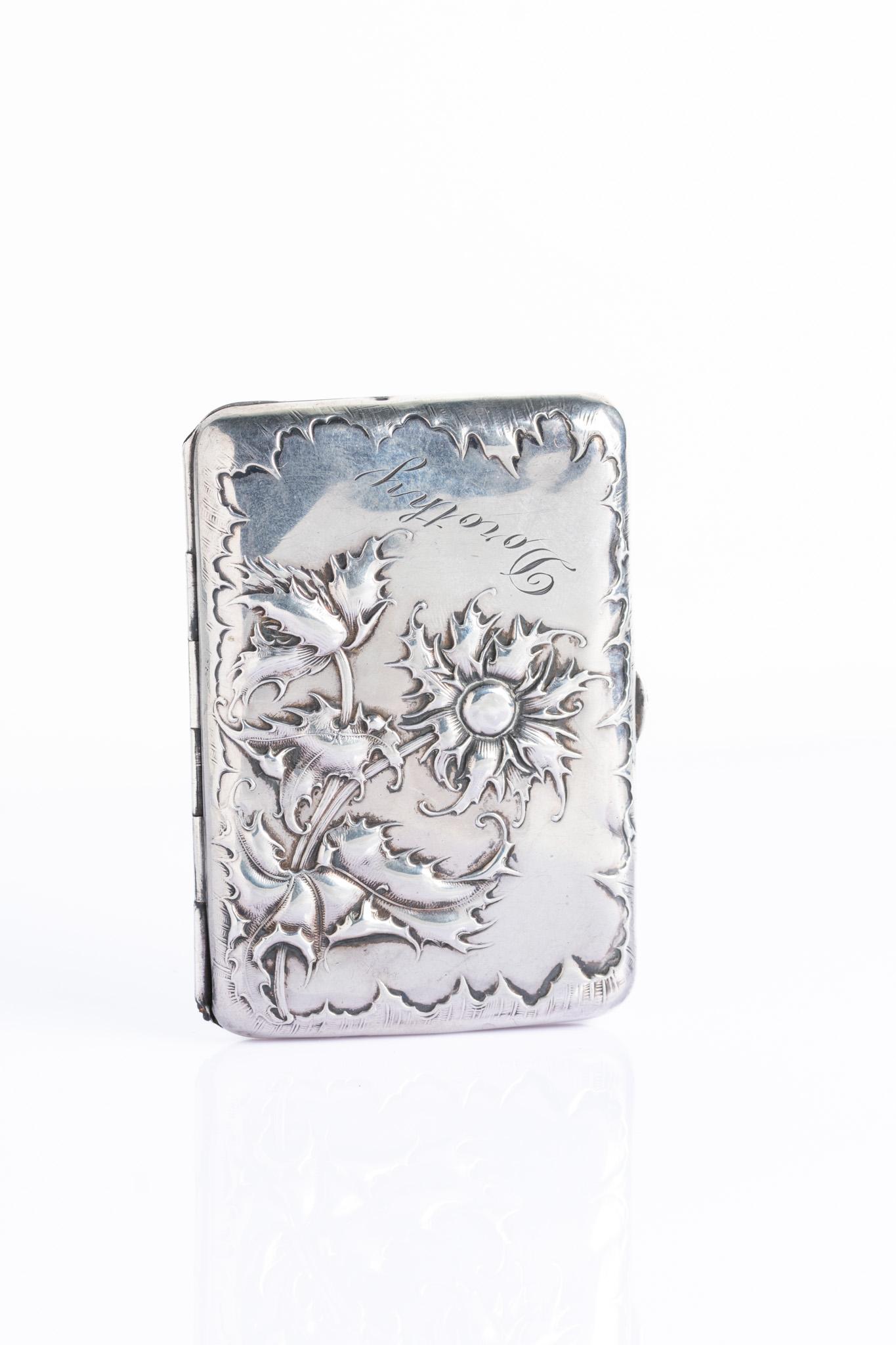 Etui à cigarettes ancien Art Nouveau Allemand Tournesol Bon état - En vente à Portland, England