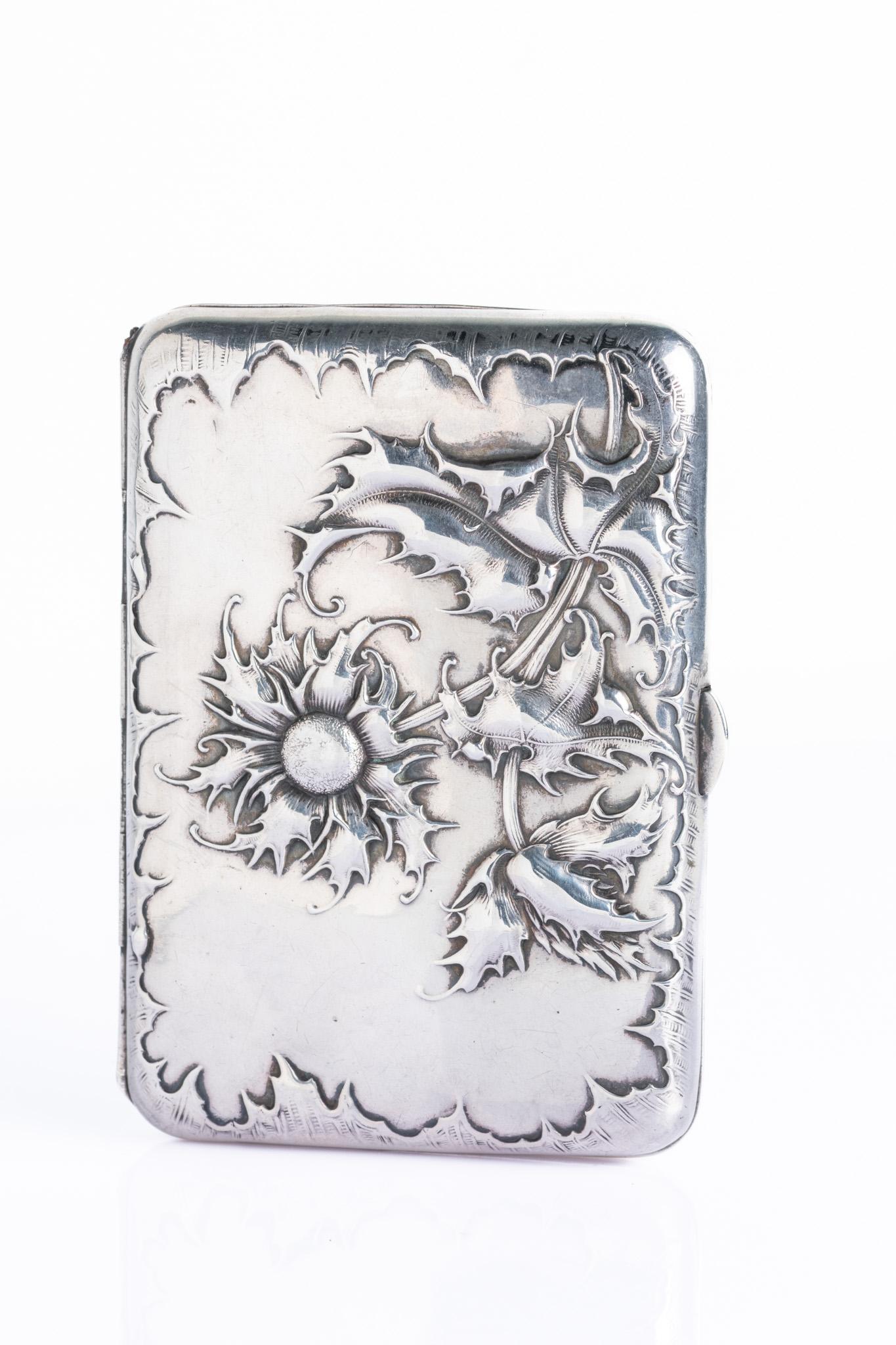 Etui à cigarettes ancien Art Nouveau Allemand Tournesol Unisexe en vente