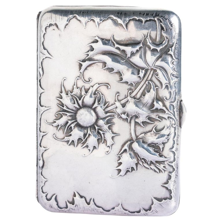 Antique Art Nouveau German Sunflower Cigarette Case For Sale at 1stDibs