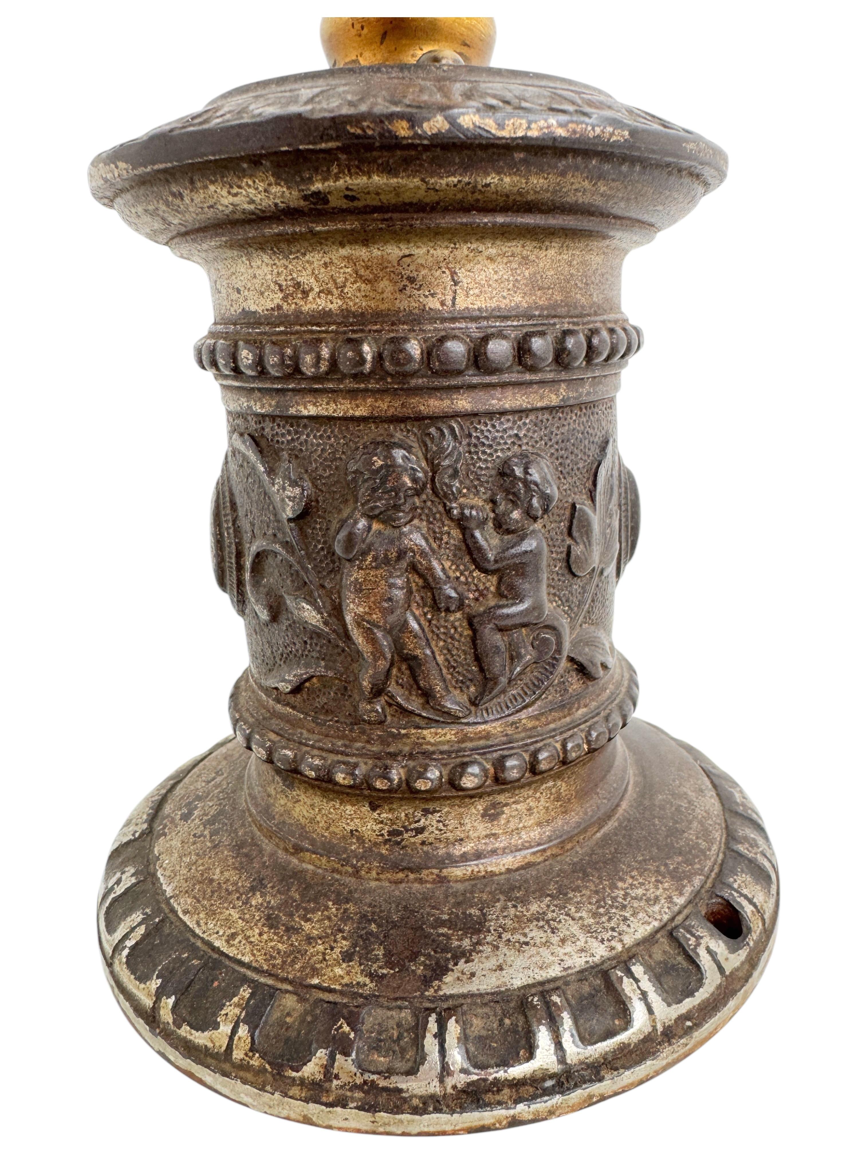 Antique Art Nouveau German Table Cigar Cutter 1900s with Cherub Angel Decoration For Sale 1
