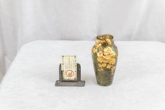 Antique Art Nouveau Gilt and Patinated Bronze Vase, Artist Signed