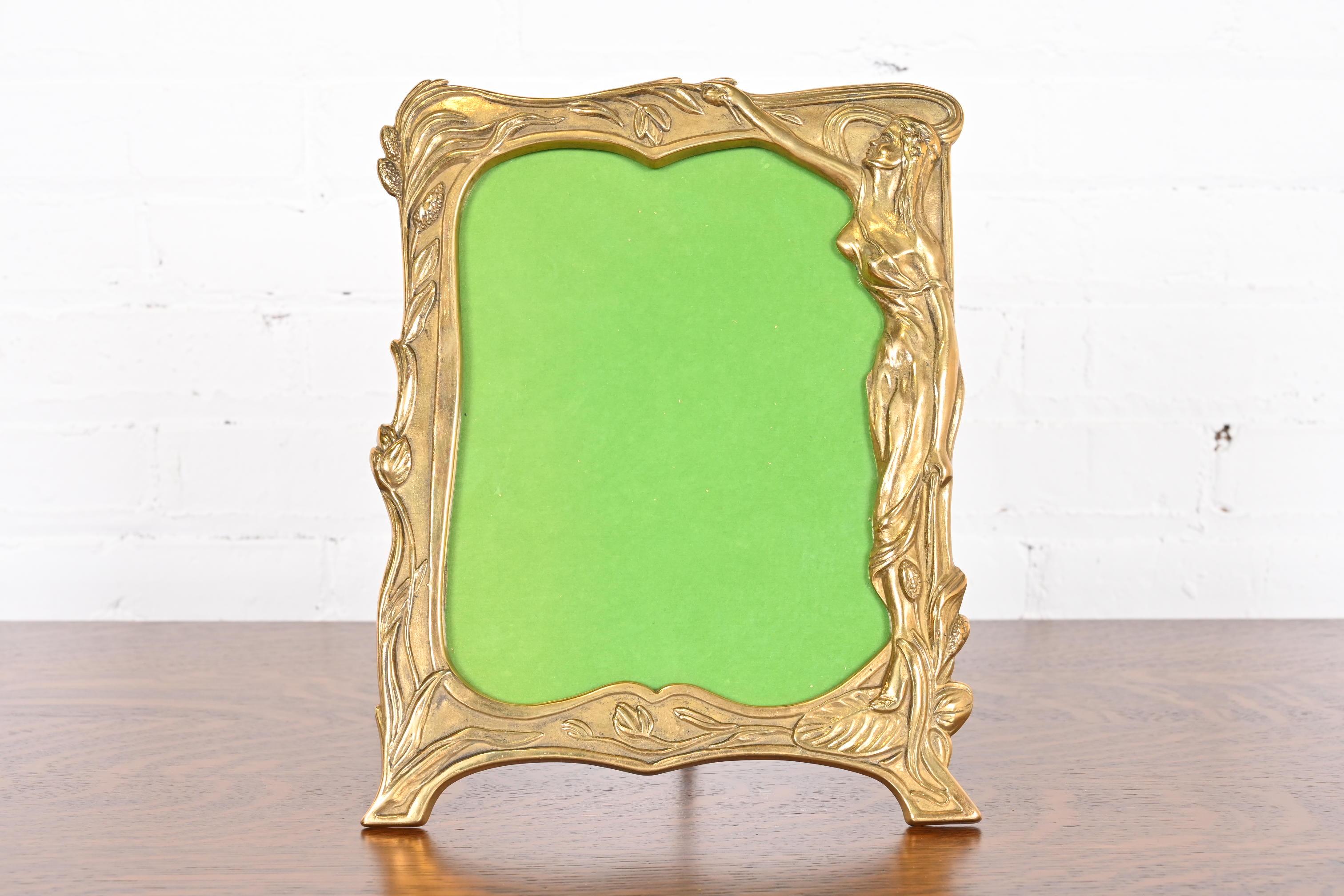 Antique Art Nouveau Gilt Bronze Large Picture Frame, Circa 1930s In Good Condition For Sale In South Bend, IN