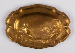 Antique Art Nouveau Gilt Bronze Ormolu Keys Cards Tray Vide Poche Desk Accessory