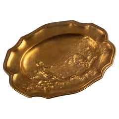 Antique Art Nouveau Gilt Bronze Ormolu Keys Cards Tray Vide Poche Desk Accessory