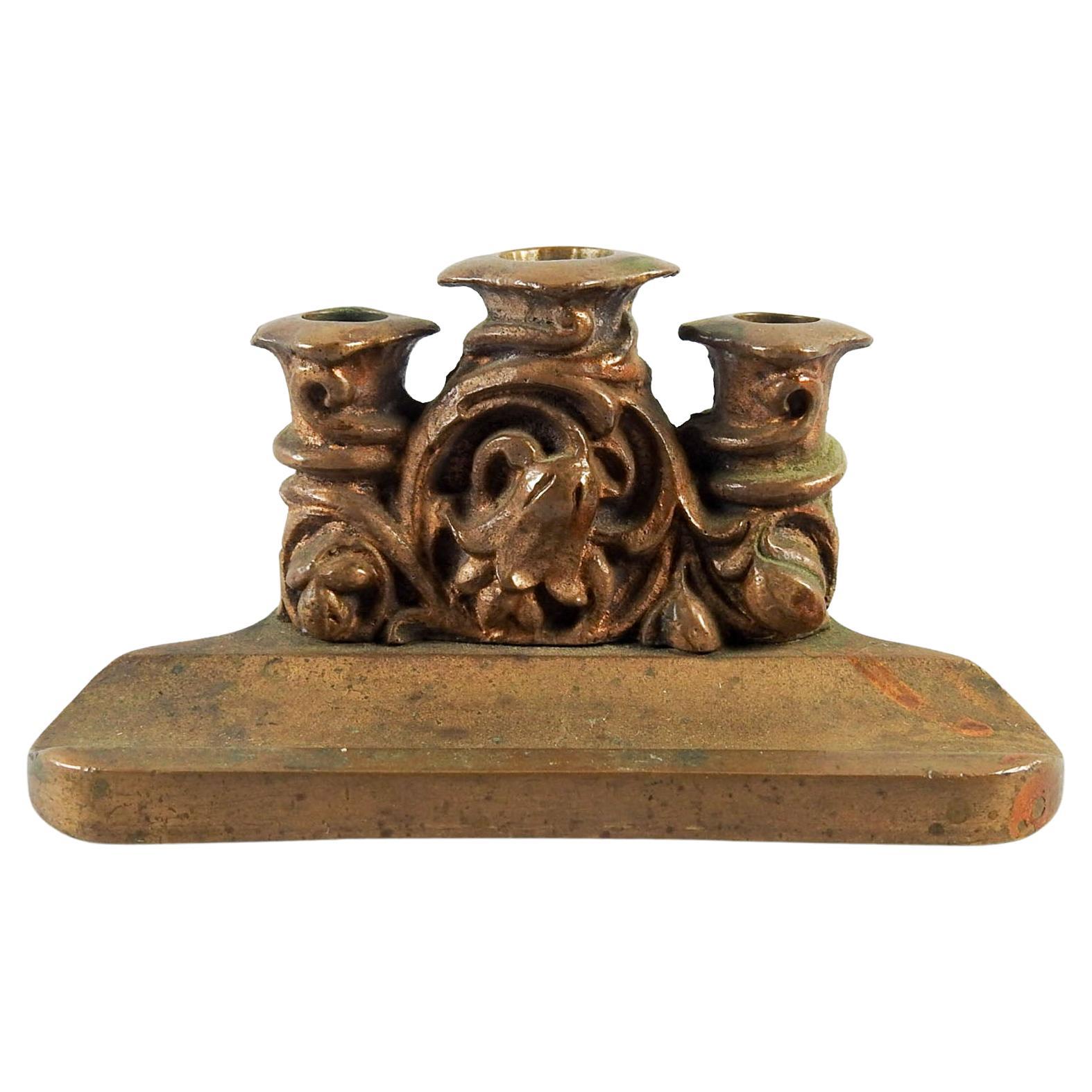 Antique Art Nouveau Gilt Bronze Pen Holder Stand For Sale