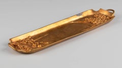 Antique Art Nouveau Gilt Gold Brass Desk Tray Pen Keys Holder Vide Poche