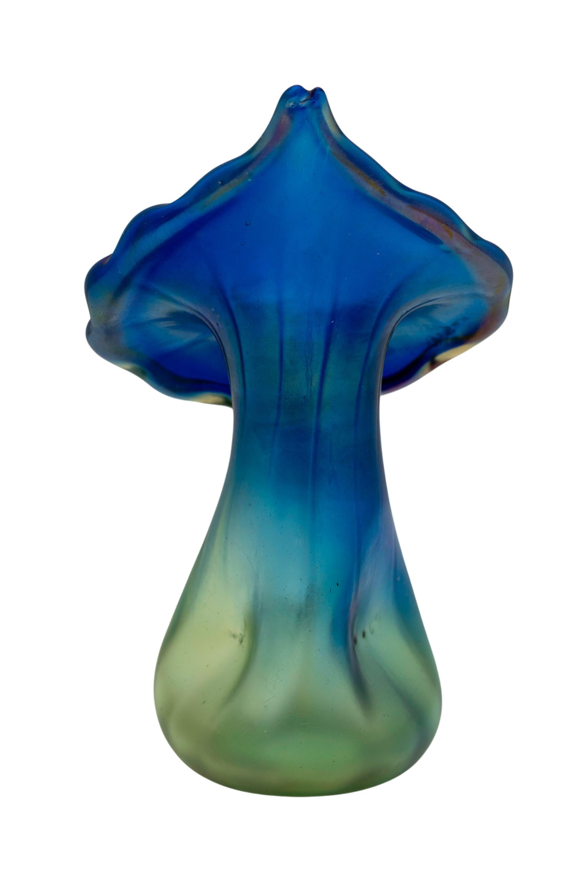 Antique Art Nouveau Glass Vase Loetz Luna Decoration 1901 Vienna Jugendstil Blue For Sale 1