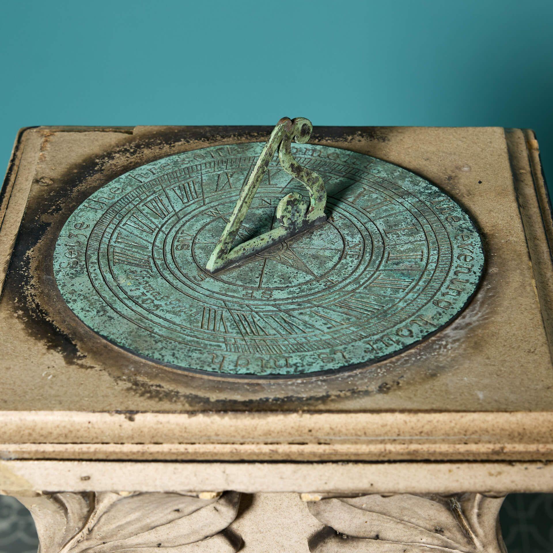 20th Century Antique Art Nouveau Glazed Stoneware Sundial For Sale