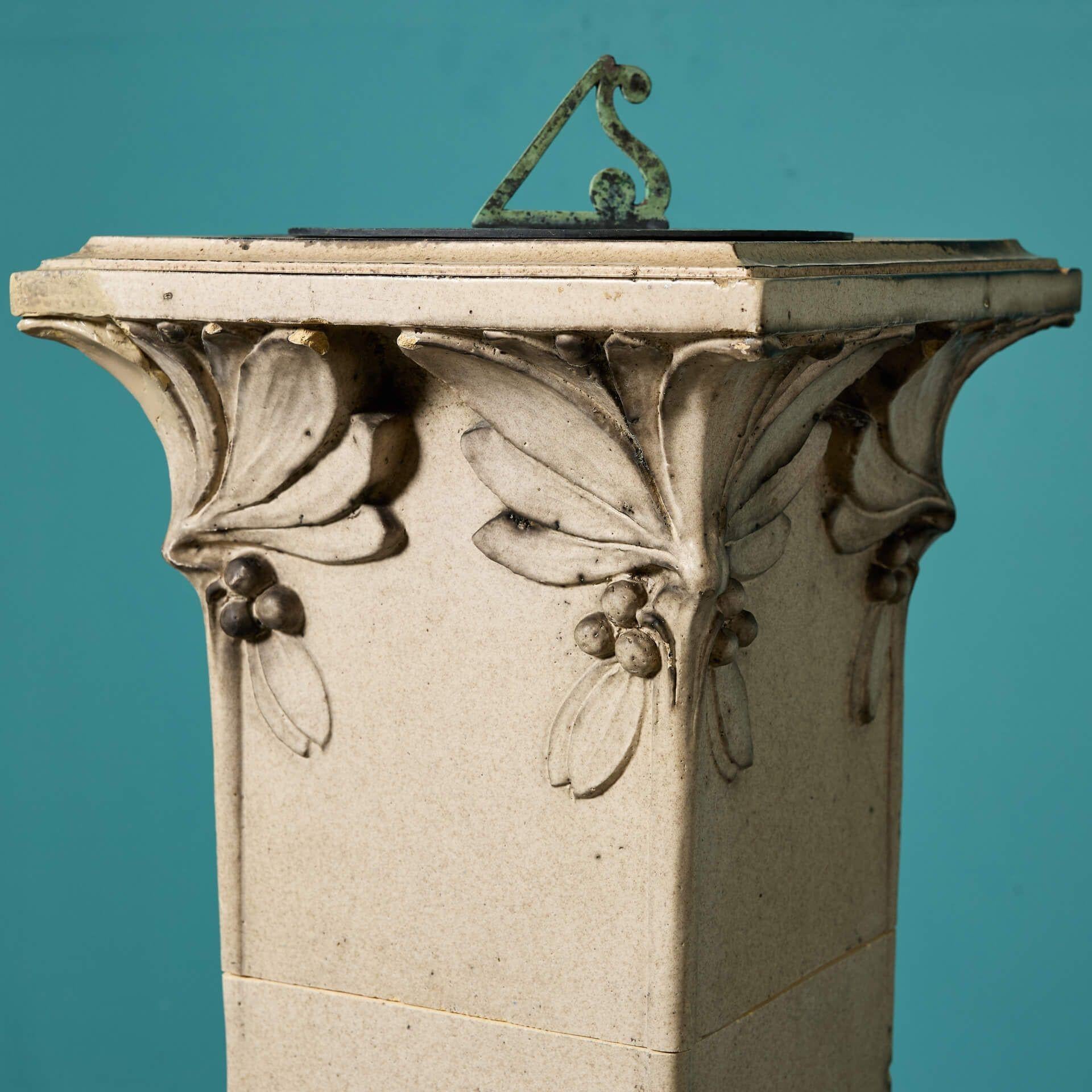 Antique Art Nouveau Glazed Stoneware Sundial For Sale 1