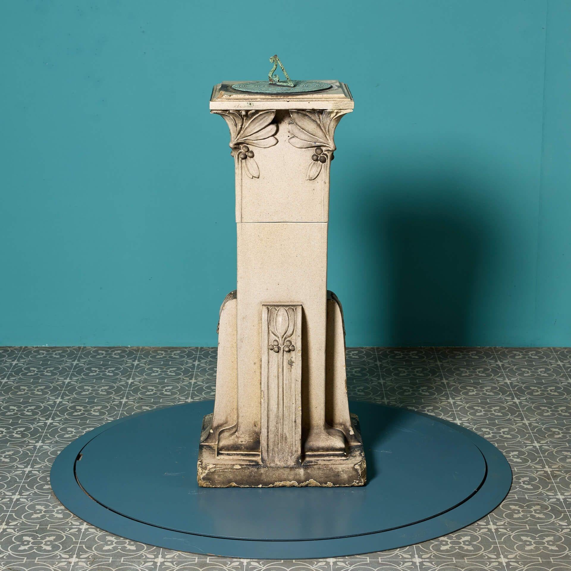Antique Art Nouveau Glazed Stoneware Sundial For Sale 2