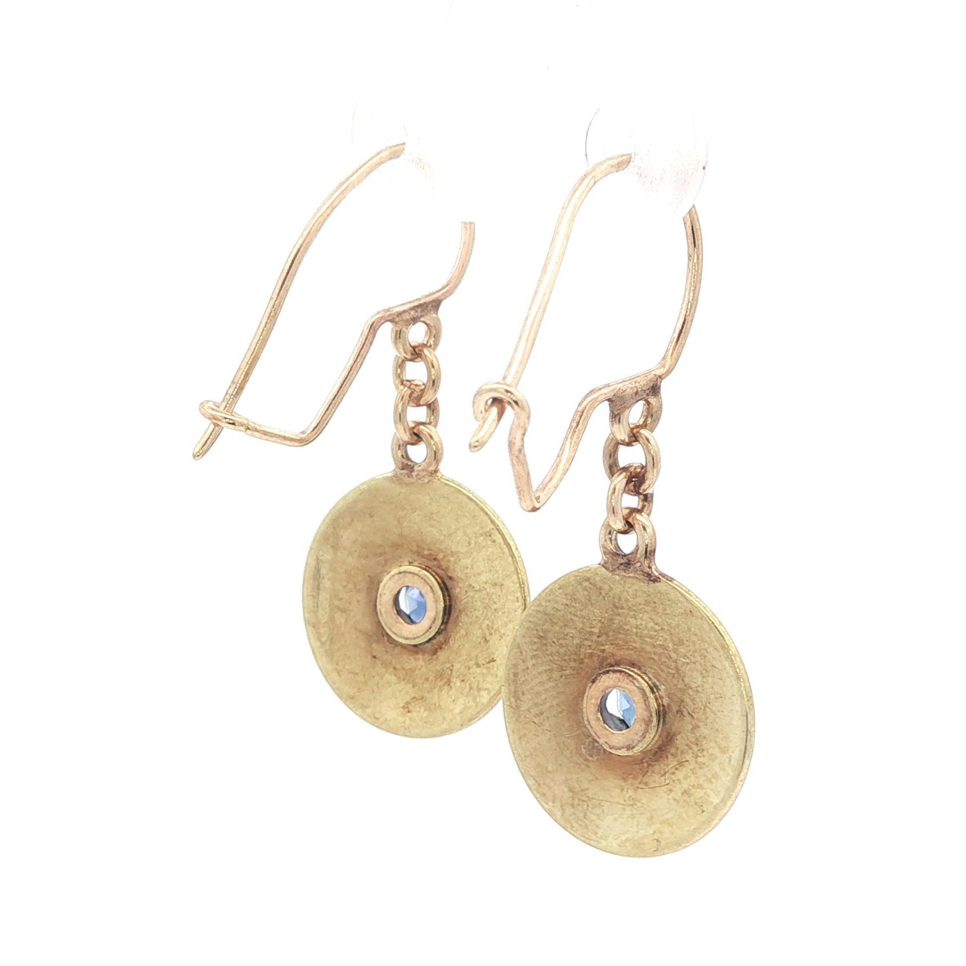 Antique Art Nouveau Gold 0.70ctw Round Sapphire Detailed Drop Dangle Earrings im Zustand „Hervorragend“ im Angebot in Montclair, NJ