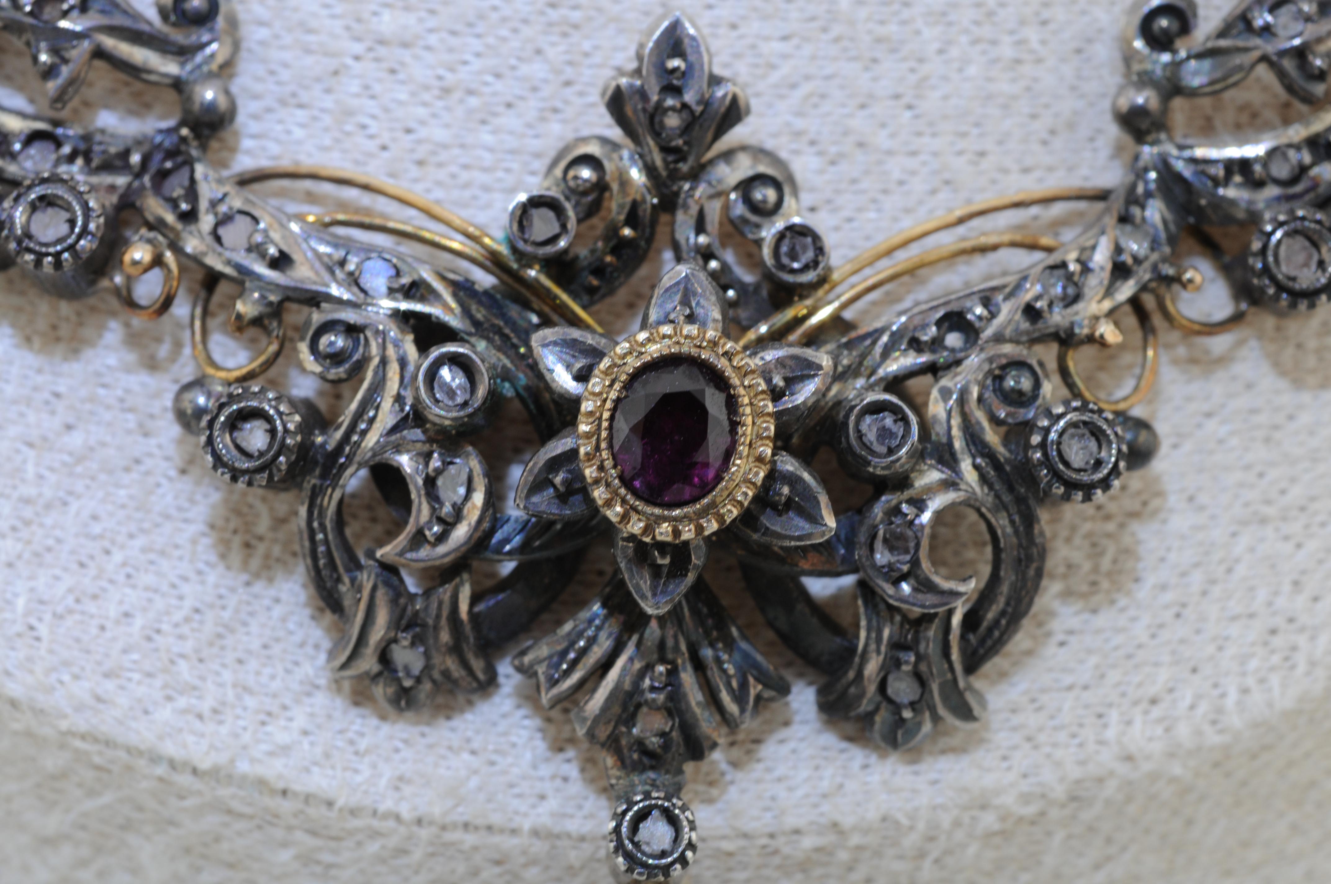 Antike Jugendstil-Goldkette aus Gold mit Rubin-Diamant und Perle im Angebot 8