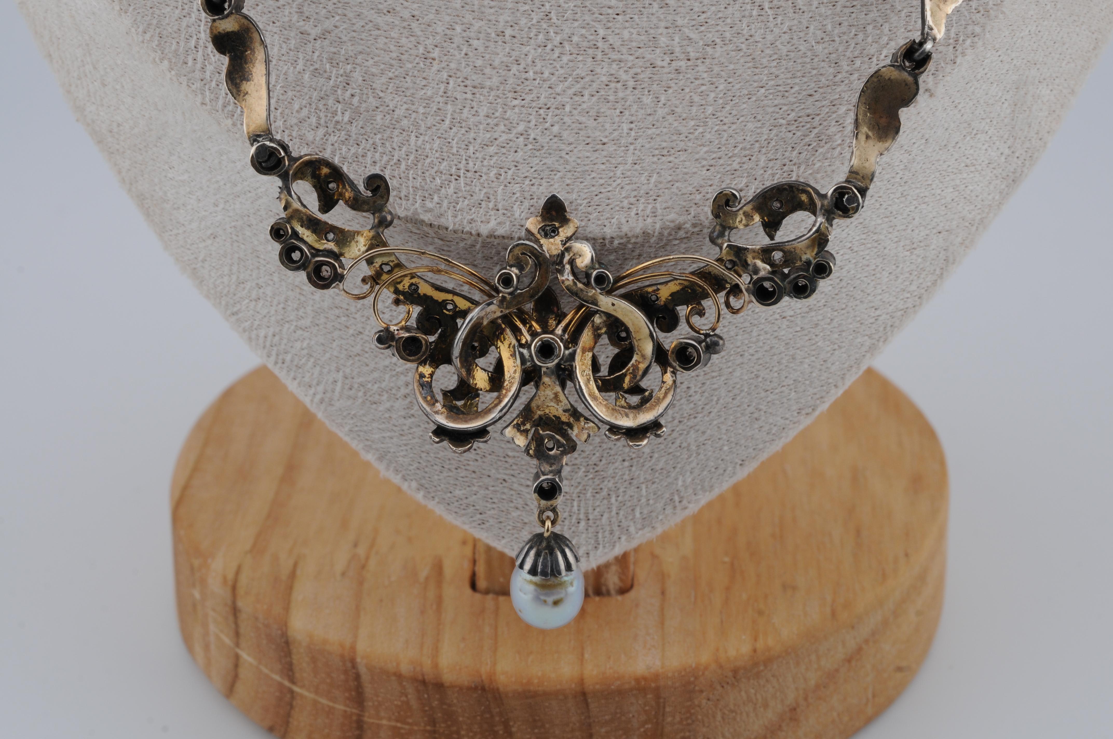 Antike Jugendstil-Goldkette aus Gold mit Rubin-Diamant und Perle im Angebot 9