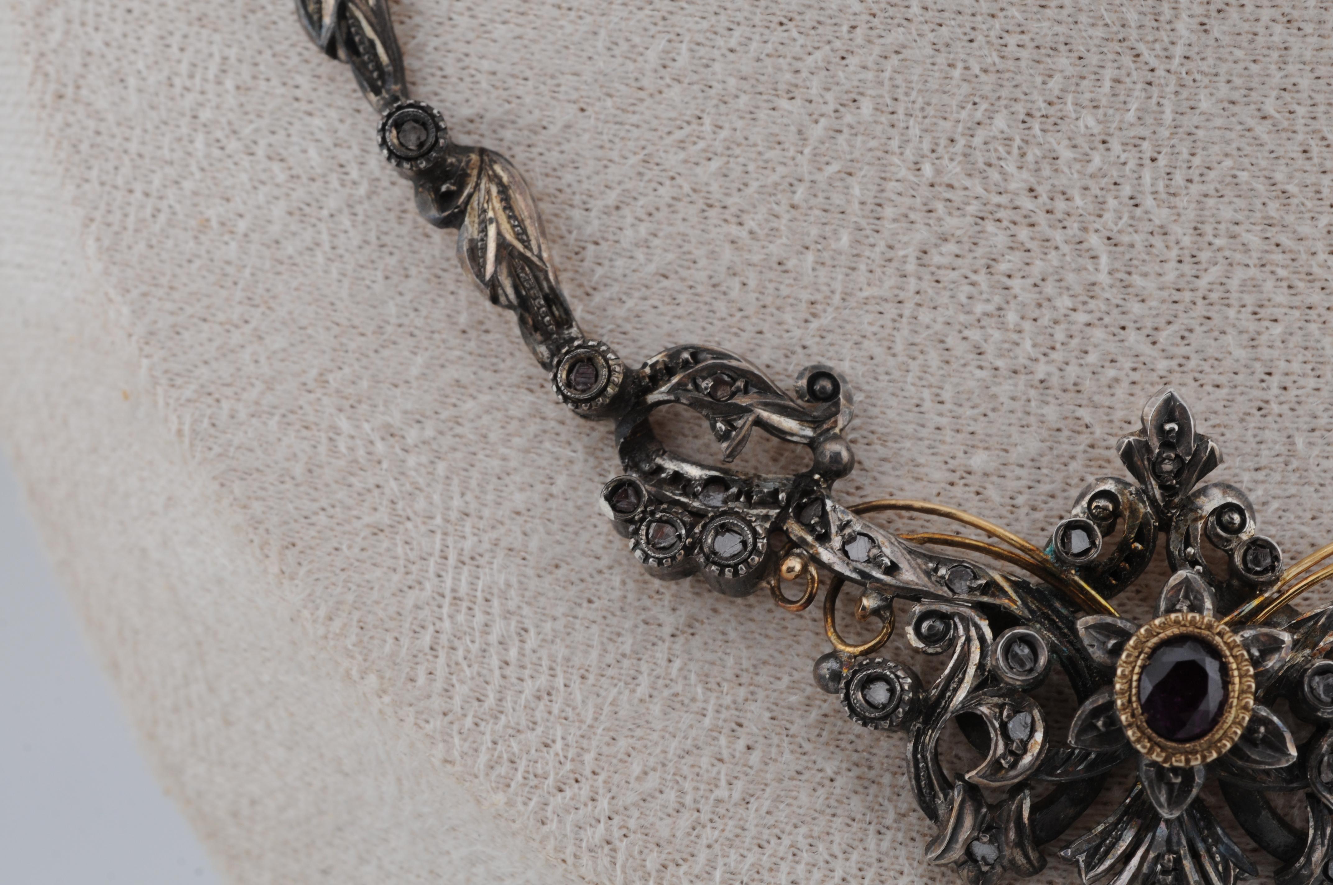 Antike Jugendstil-Goldkette aus Gold mit Rubin-Diamant und Perle im Angebot 2
