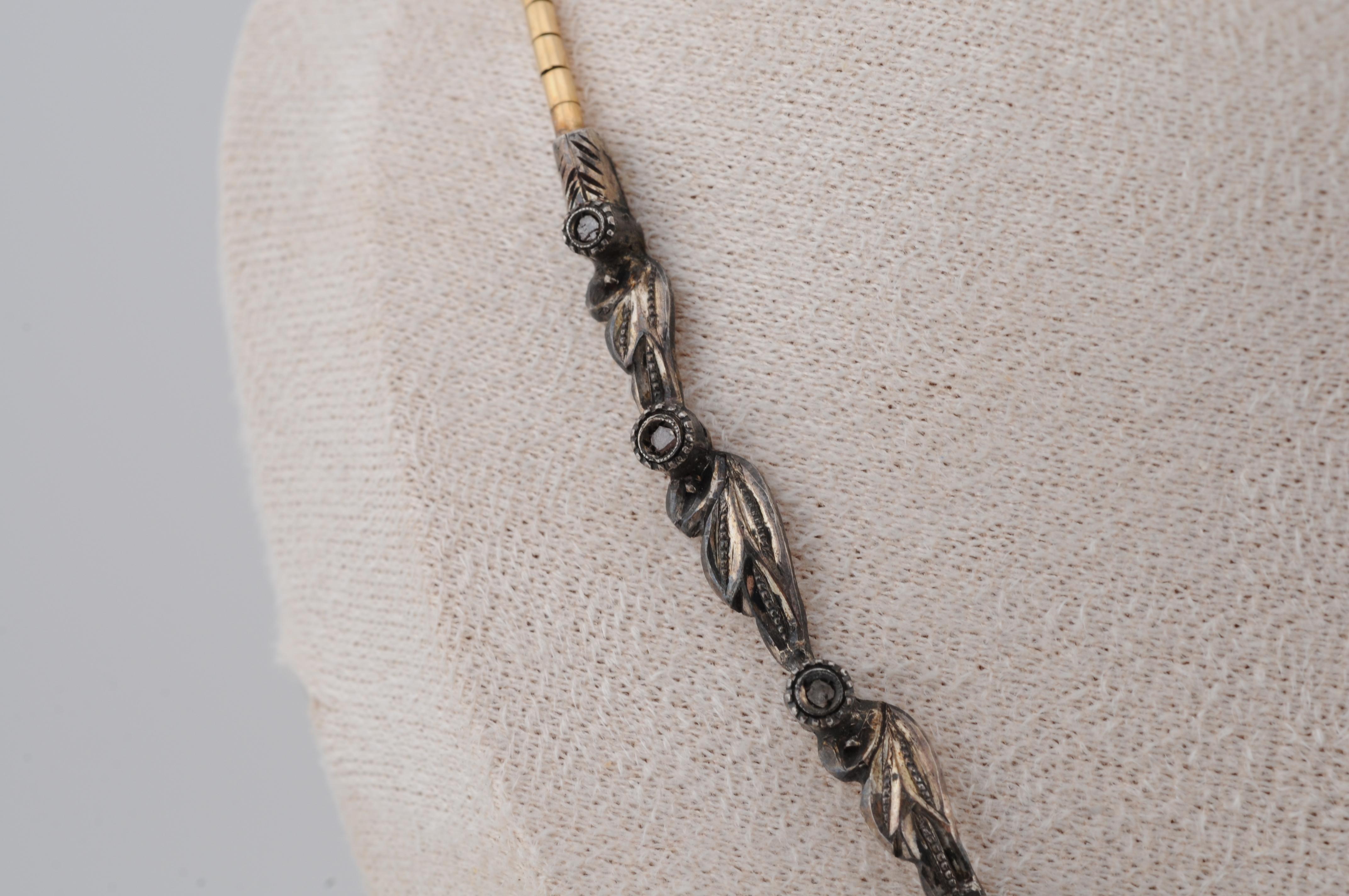 Antike Jugendstil-Goldkette aus Gold mit Rubin-Diamant und Perle im Angebot 3