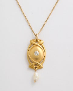 Antique Art Nouveau Gold Diamond Pendant