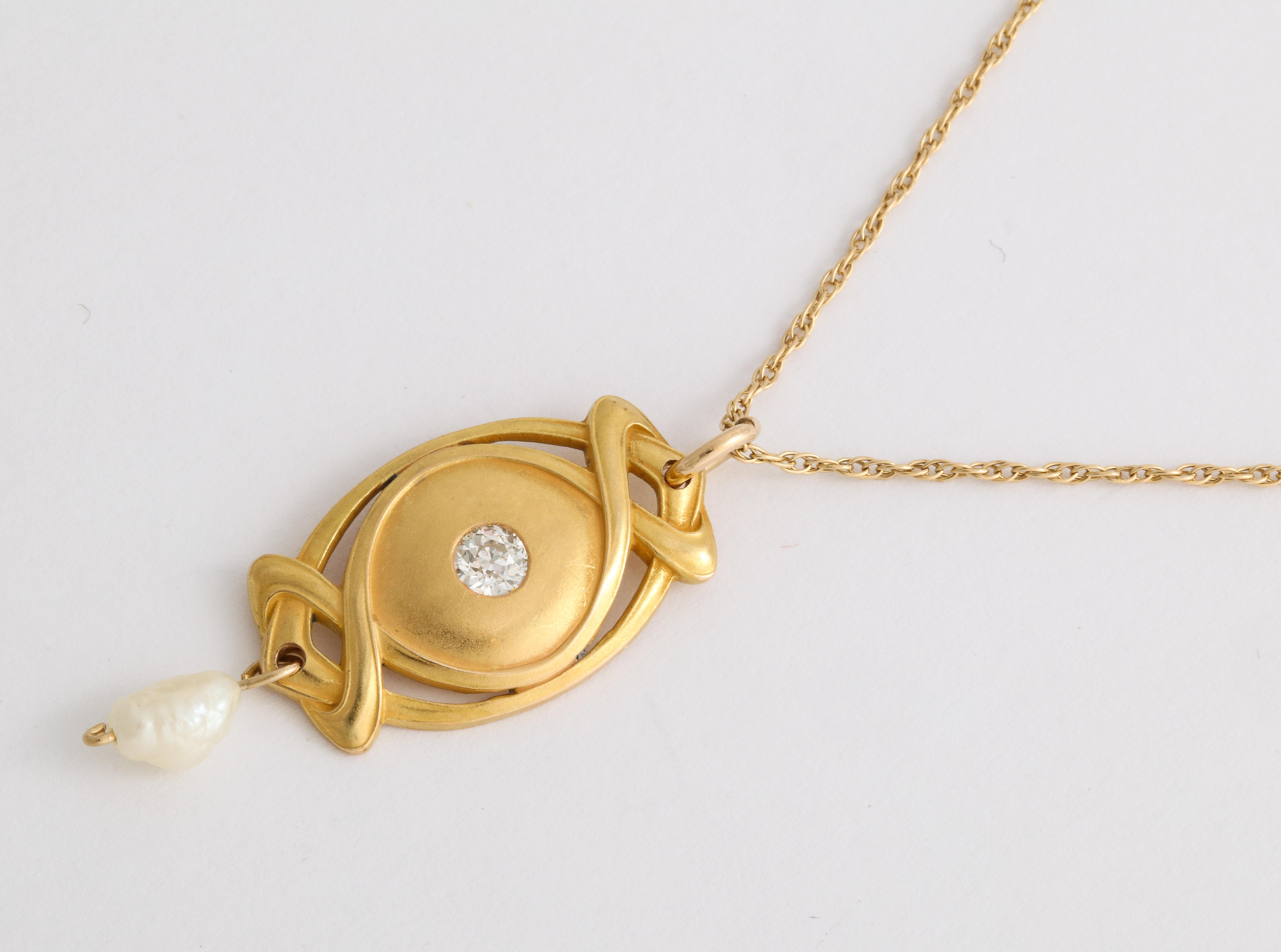 Antiker Jugendstil-Gold-Diamant-Anhänger (Art nouveau) im Angebot
