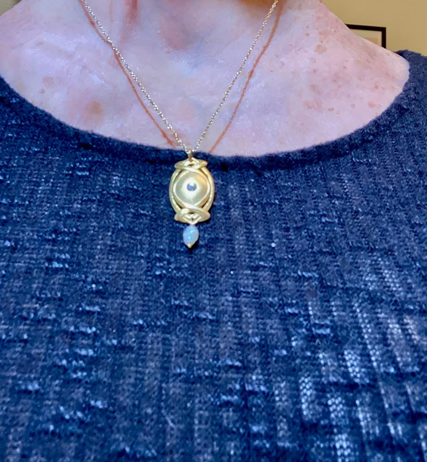 Women's Antique Art Nouveau Gold Diamond Pendant For Sale