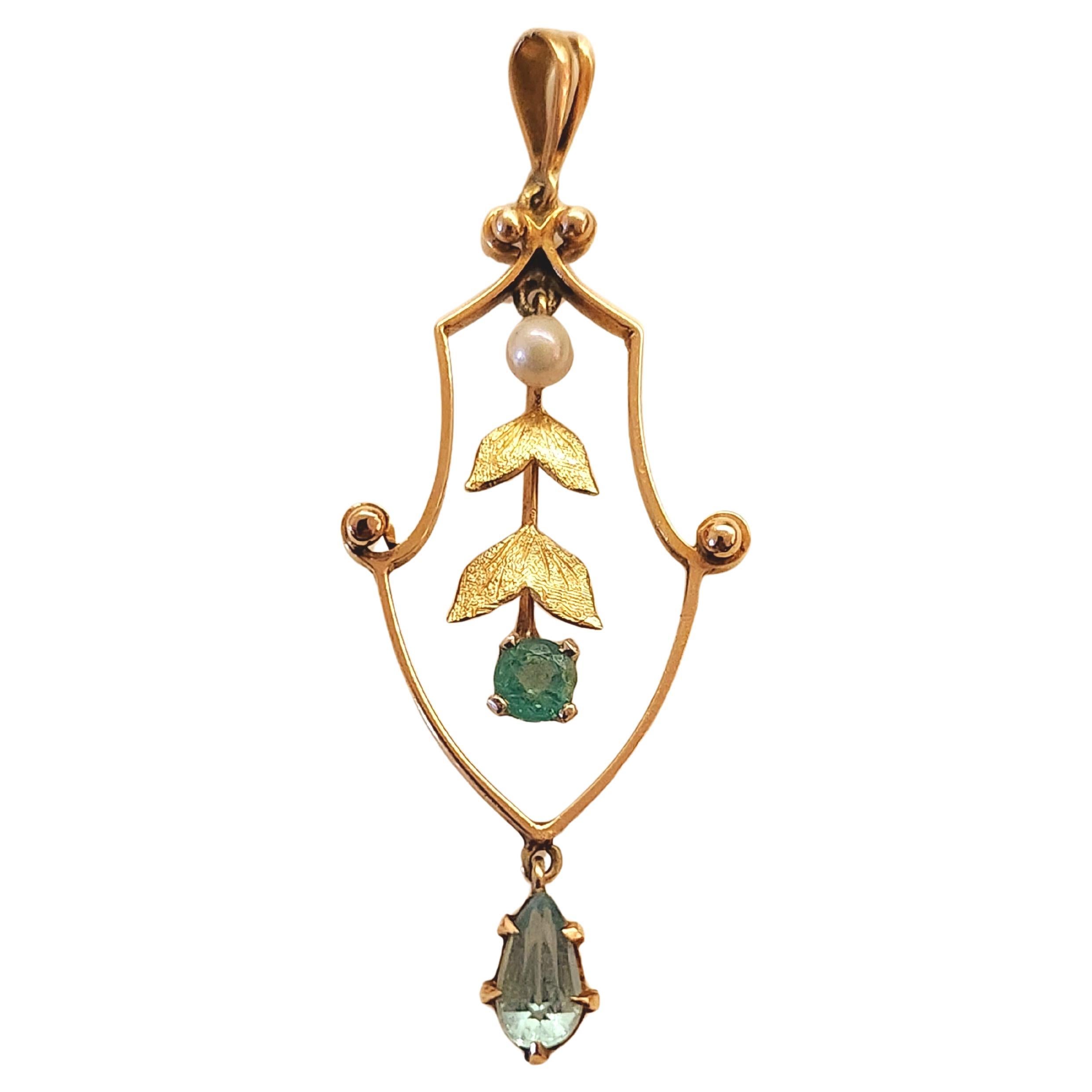 Antique Art Nouveau Gold Pendant