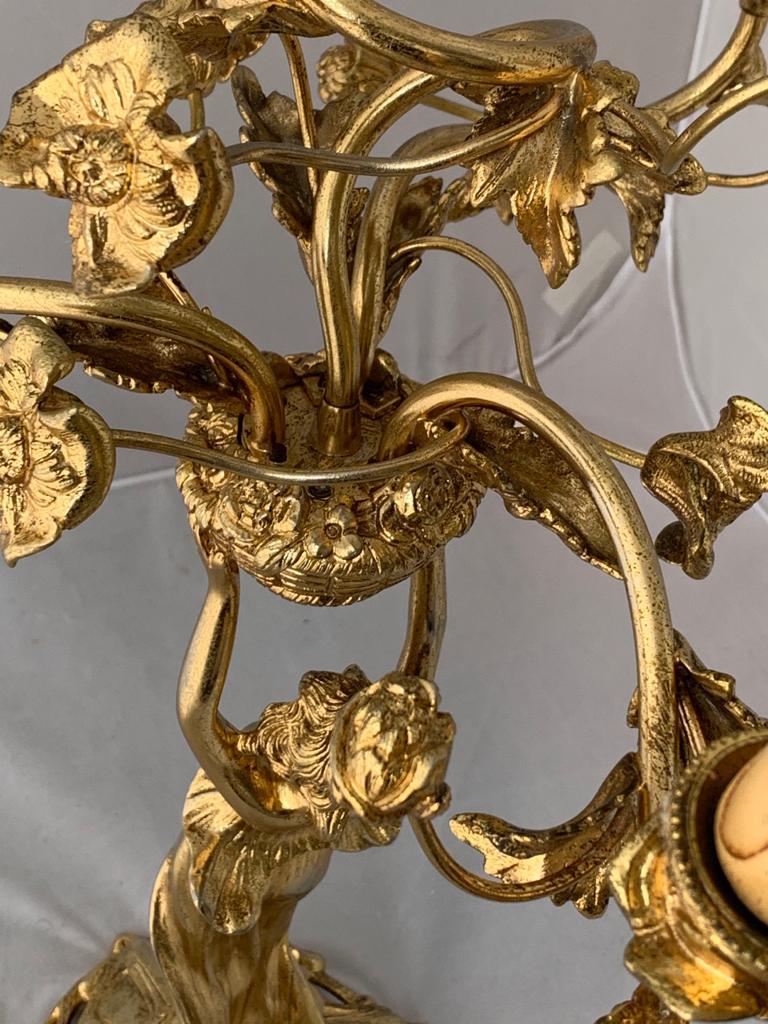 Antique Art Nouveau Golden Bronze Table Lamp For Sale 5