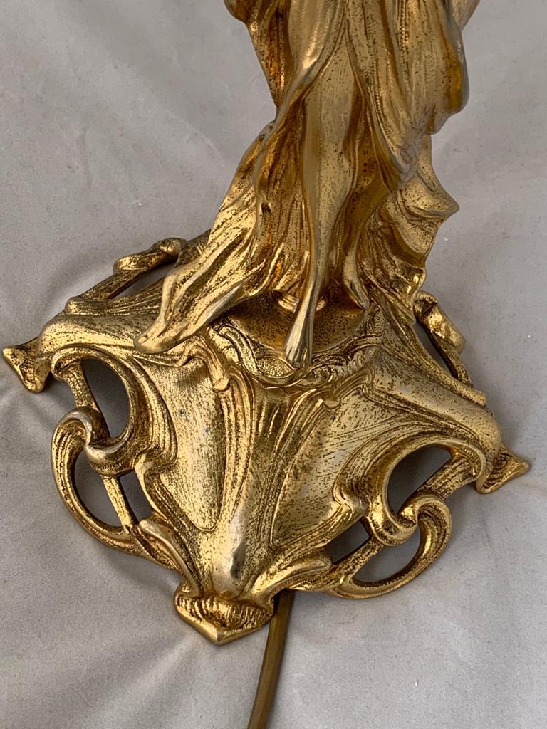 Antique Art Nouveau Golden Bronze Table Lamp For Sale 7