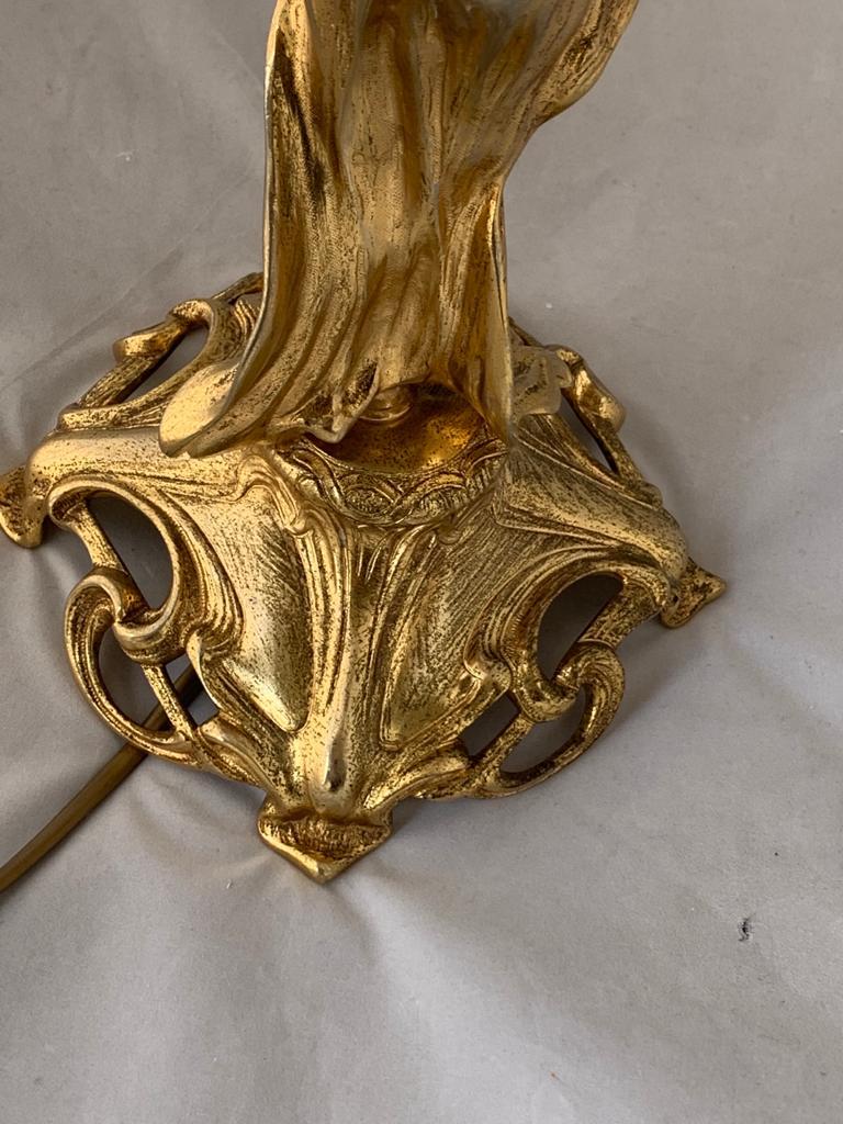 Antique Art Nouveau Golden Bronze Table Lamp For Sale 8