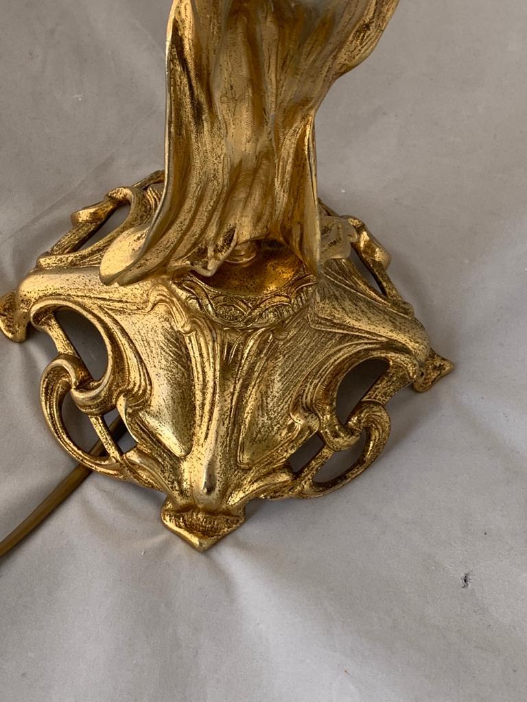 Lampe de table ancienne Art Nouveau en bronze doré en vente 6