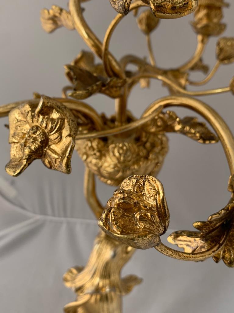 Antique Art Nouveau Golden Bronze Table Lamp For Sale 9