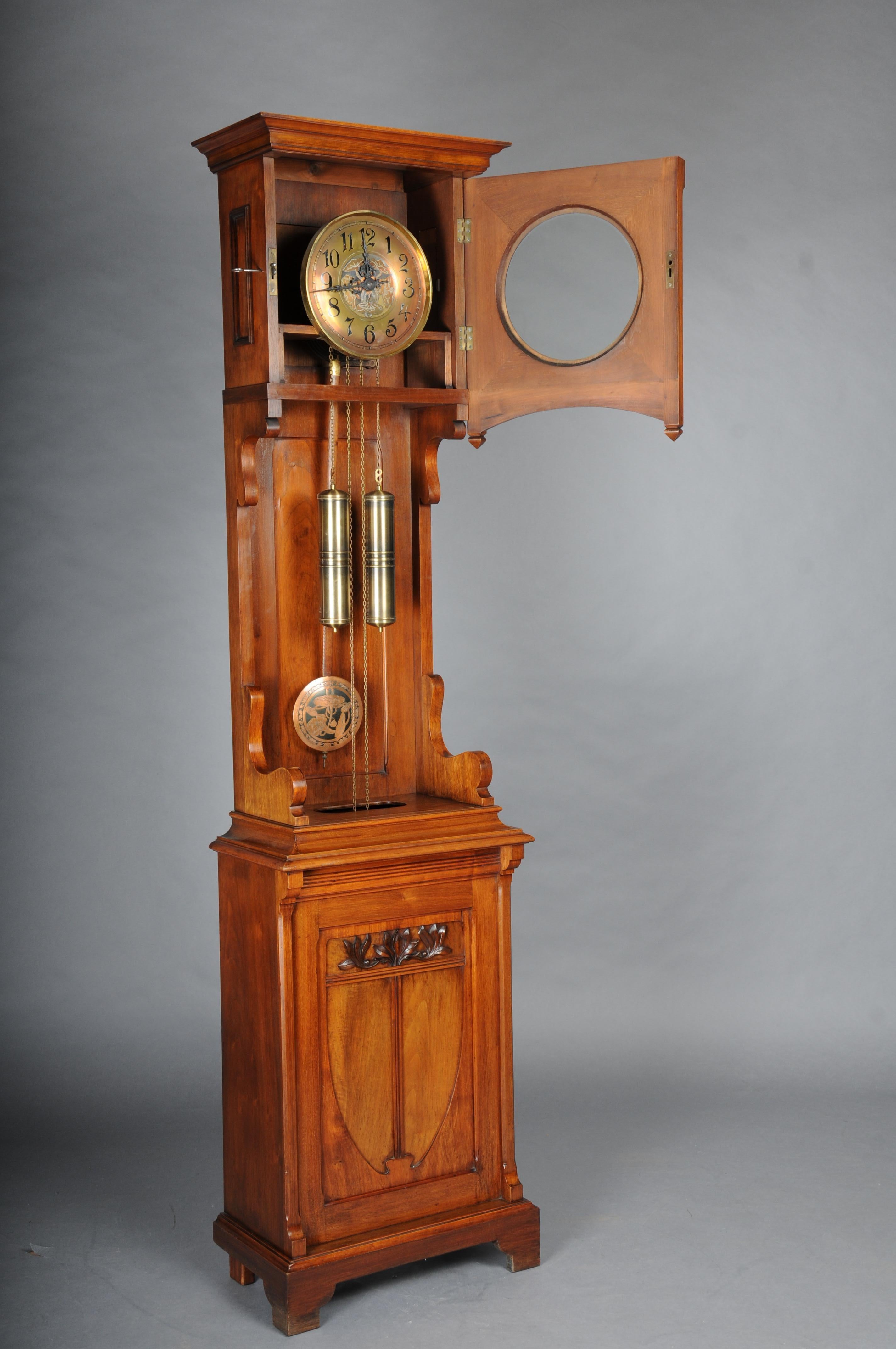 Antiguo Reloj de pie Art Nouveau, caoba Alemania, 1900 en venta 6