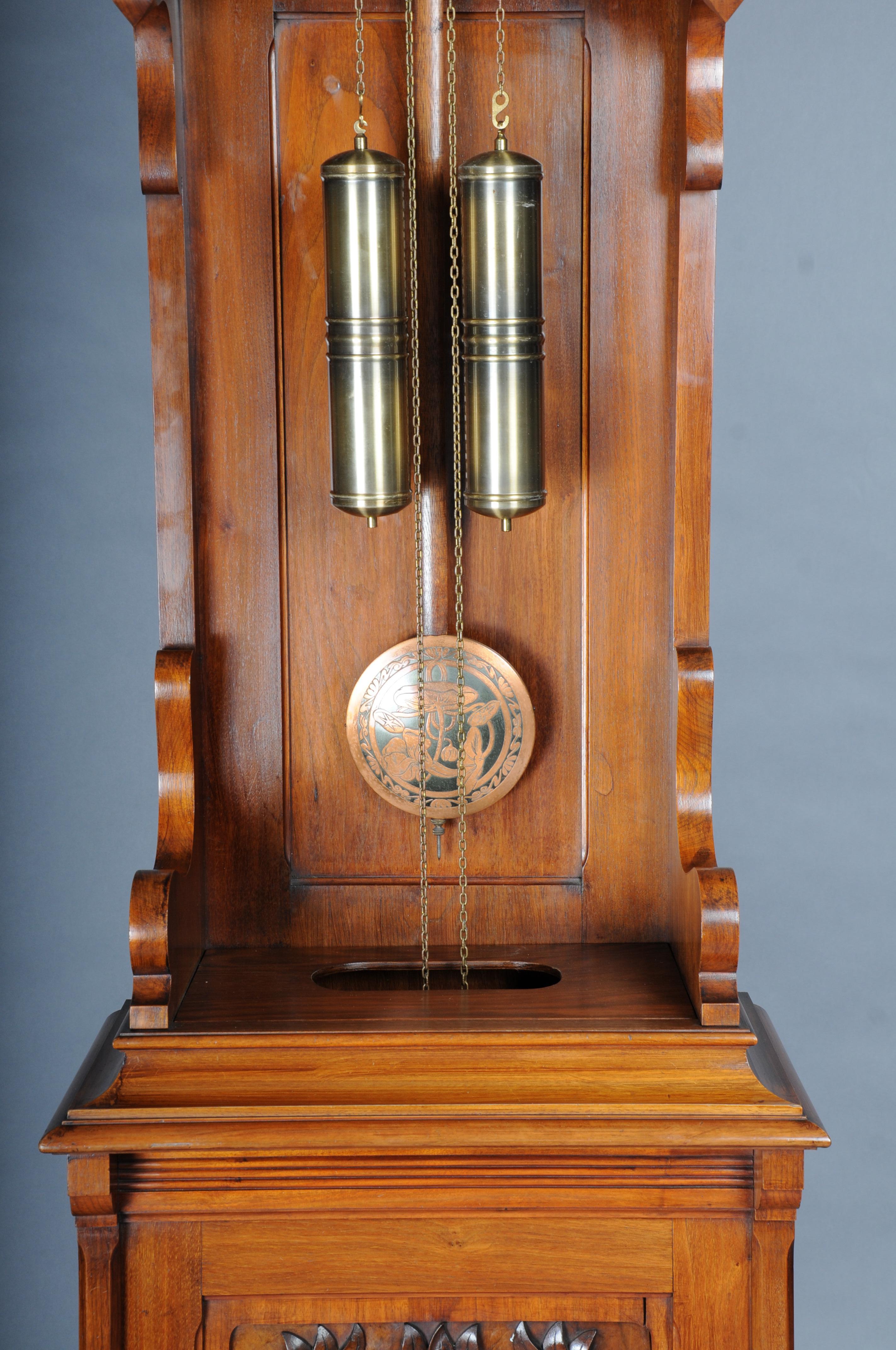 Antiguo Reloj de pie Art Nouveau, caoba Alemania, 1900 Tallado a mano en venta